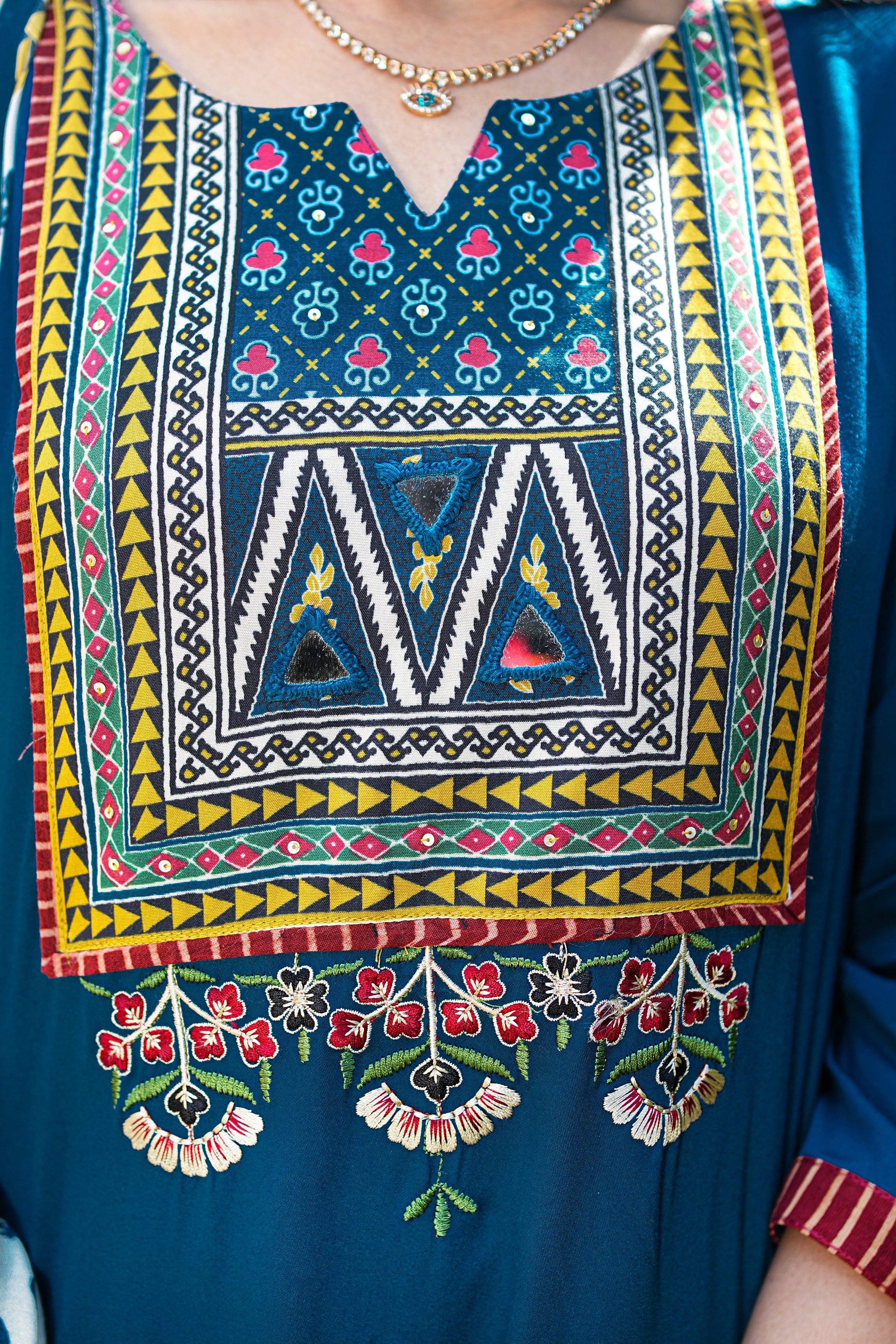 Matka Silk Blue Kurti Set With Dupatta