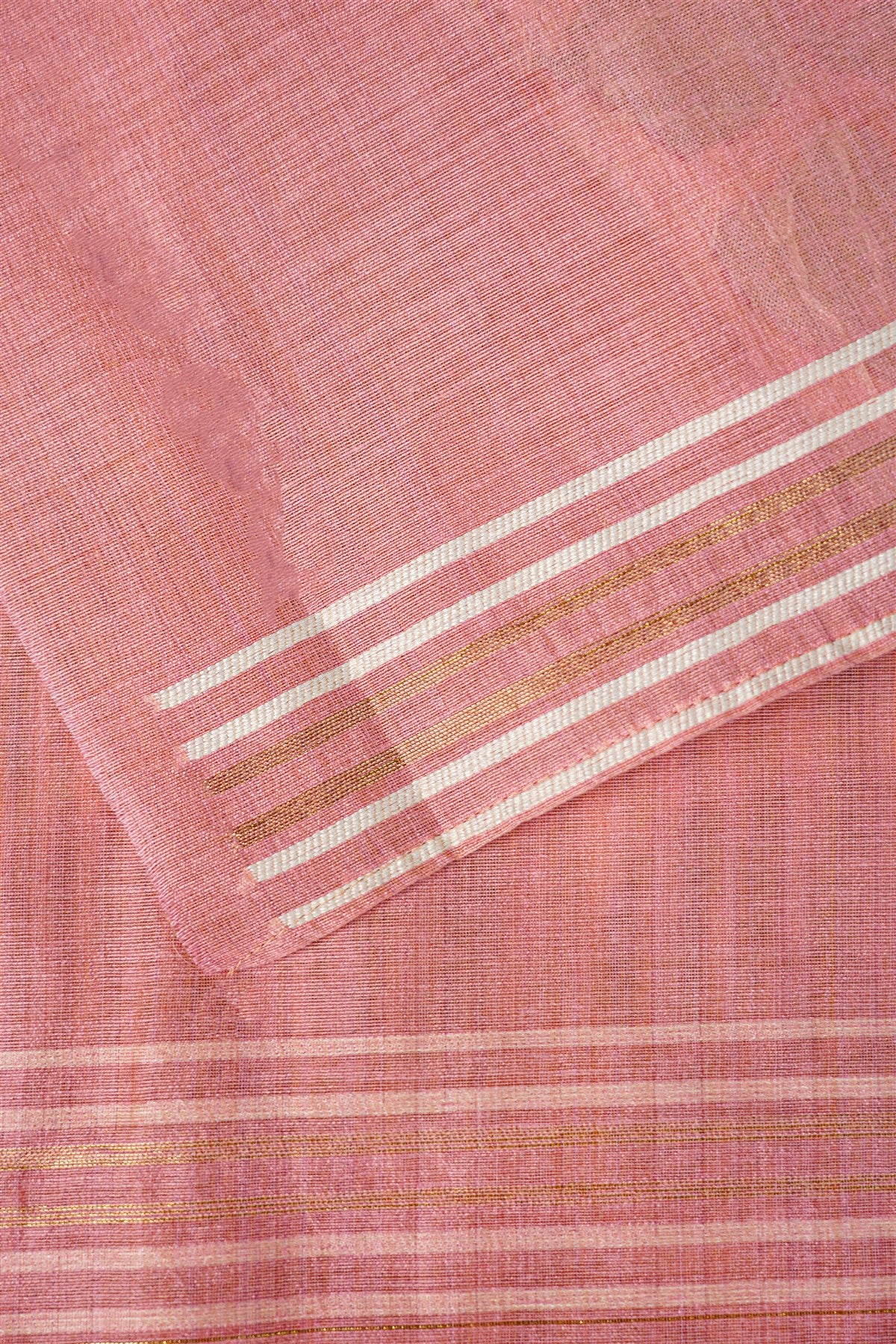 Chanderi Peach Embroidered Floral Dress Material