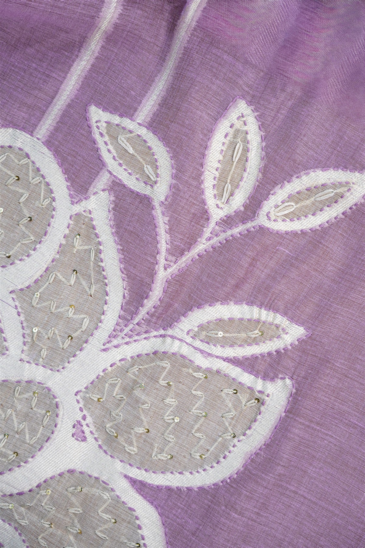 Chanderi Lavender Embroidered Dress Material