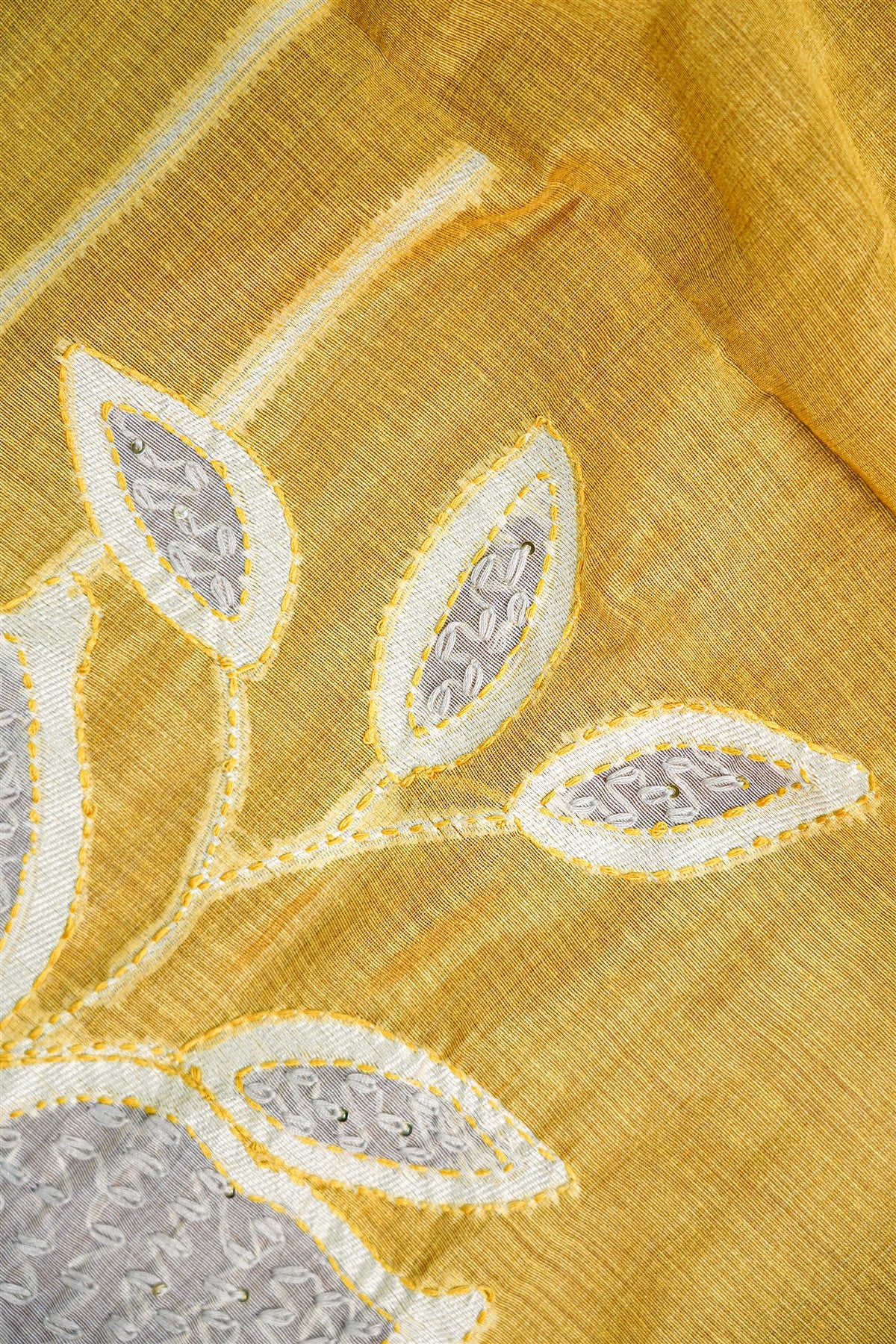 Chanderi Mustard Embroidery Dress Material