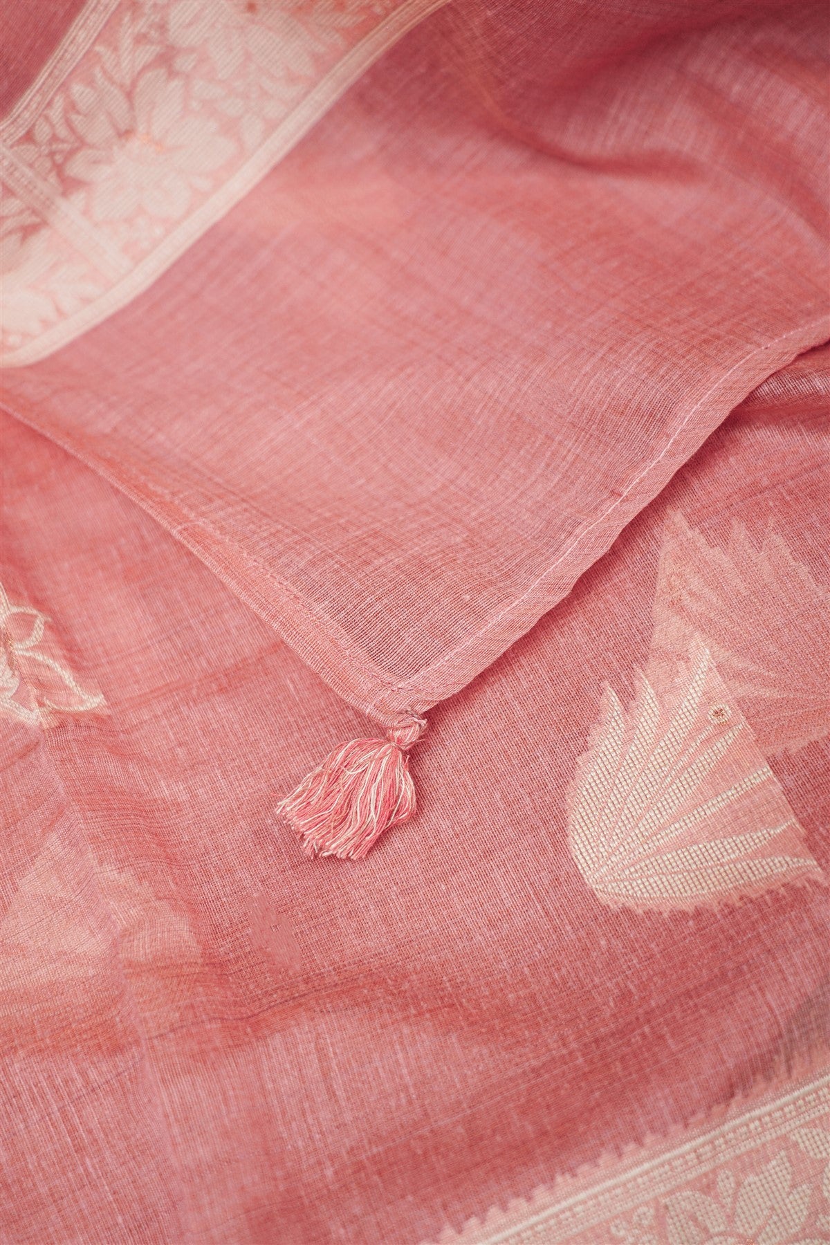 Chanderi Rose Pink Embroidered Dress Material