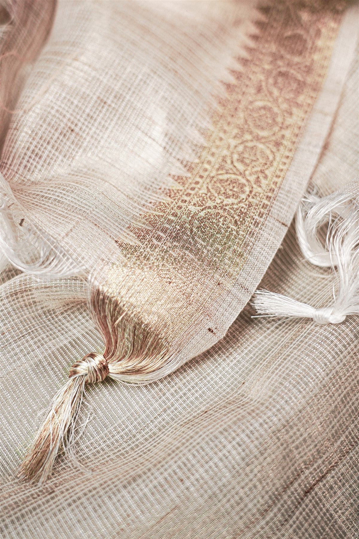 Tissue Kota Beige Embroidered Dress Material