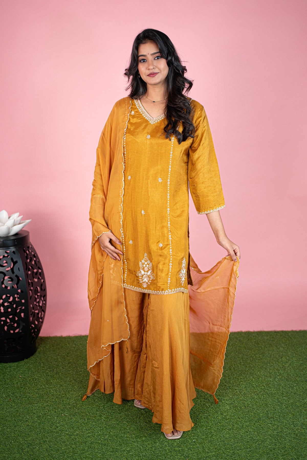 Silk Mustard Kurta