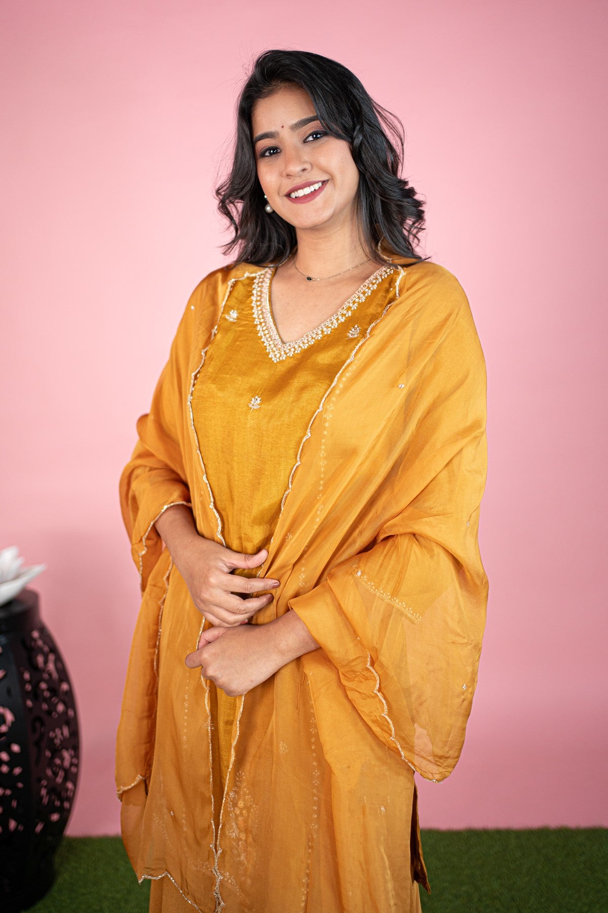 Silk Mustard Kurta