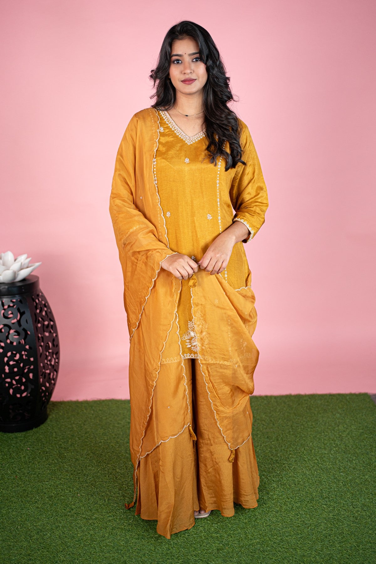 Silk Mustard Kurta