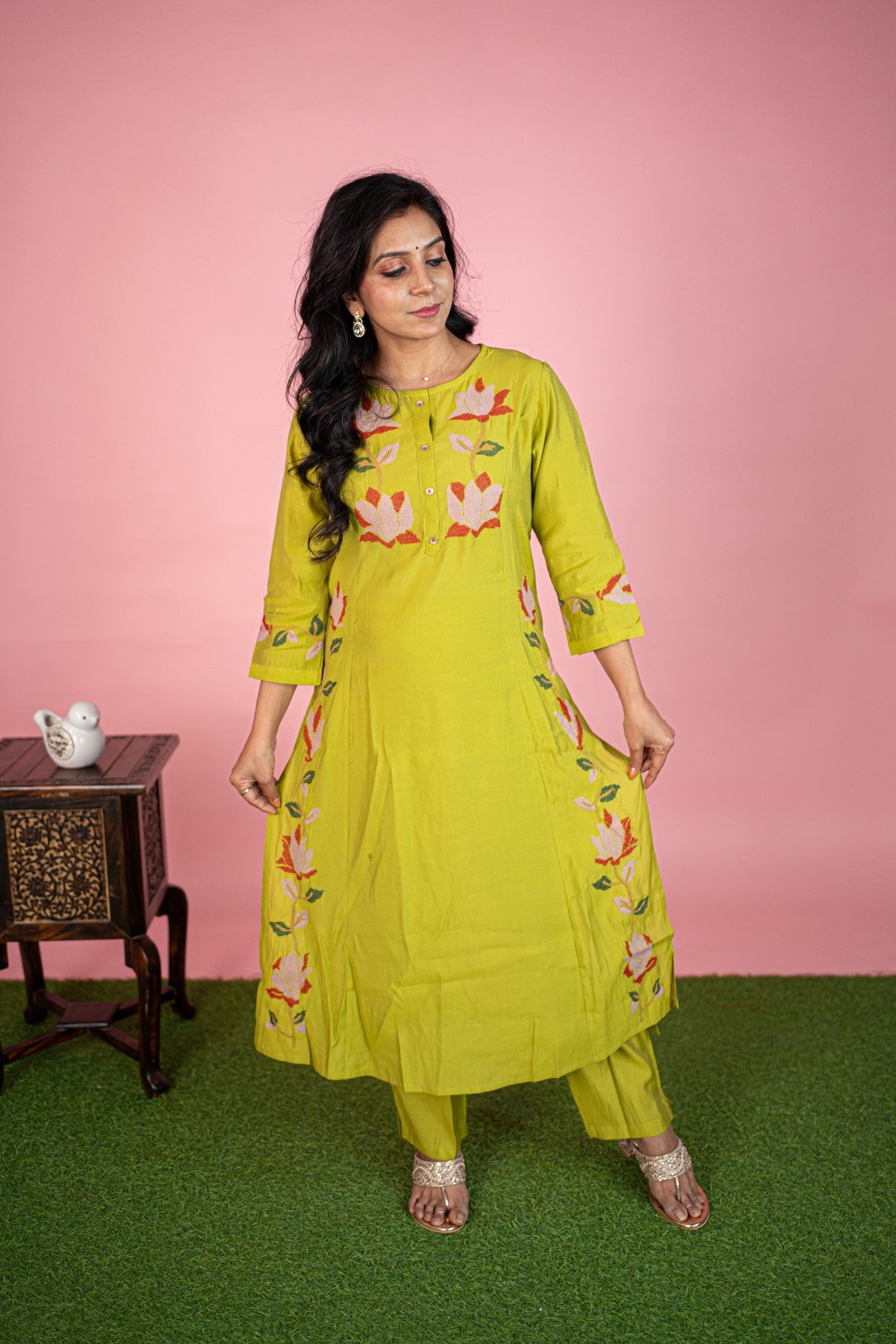 Classic Silk Olive Green Kurta