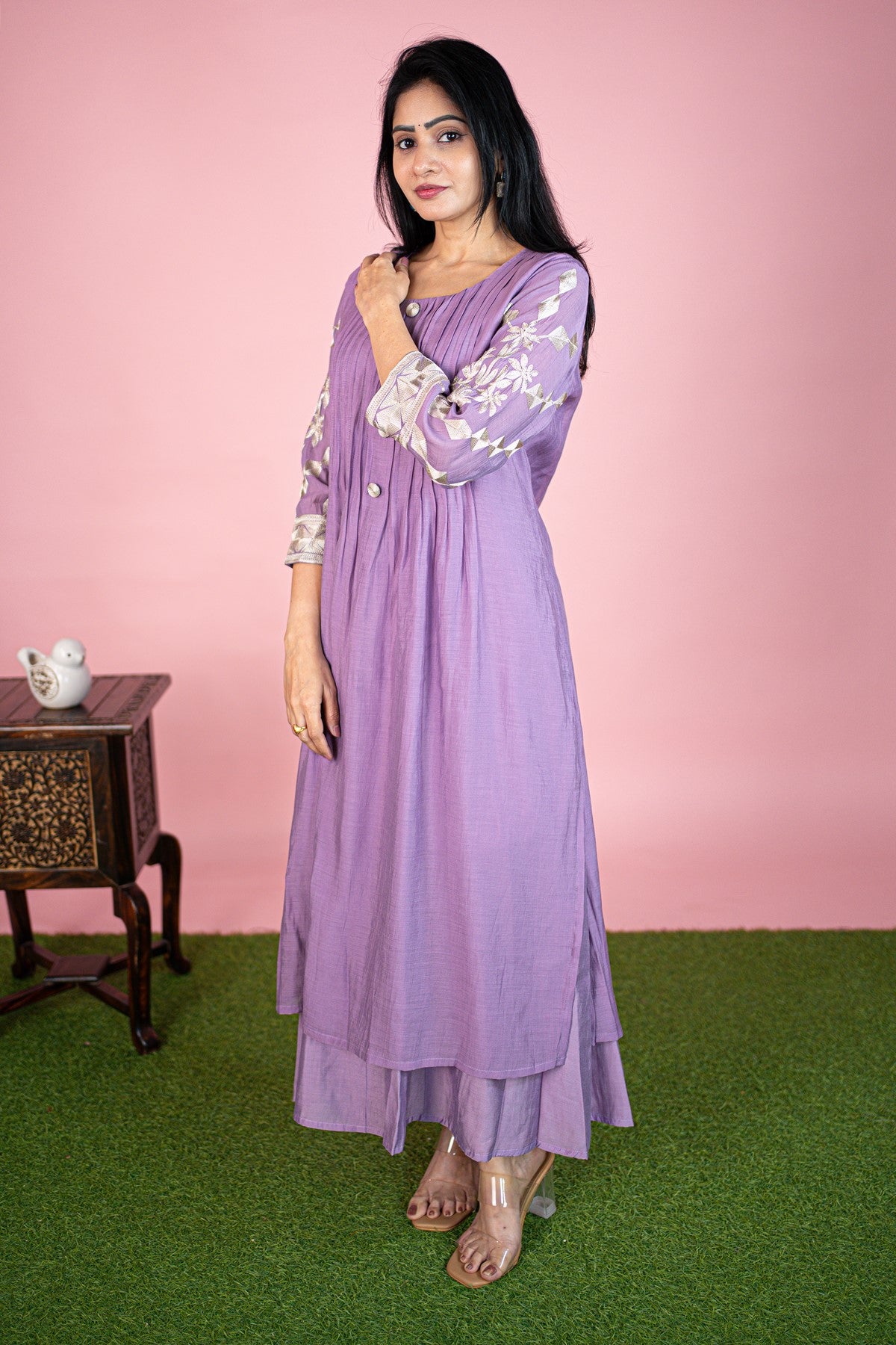 Silk Solid Lavender Kurta