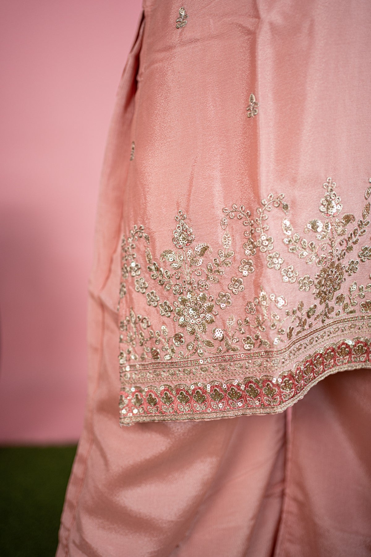 Rich Silk Light Peach Kurta