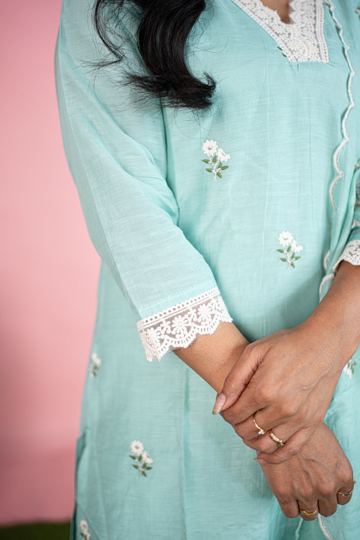 Classic Silk Weave Sky Blue Kurta