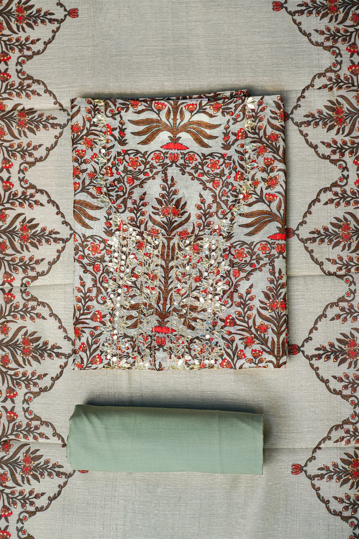 Mul Chanderi Printed  Ses Blue Dress Materials