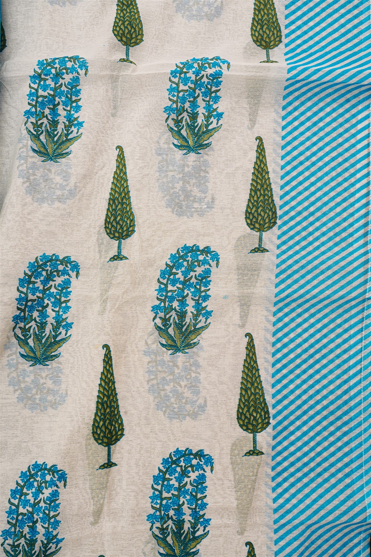 Chanderi Blue Embroidered Dress Material