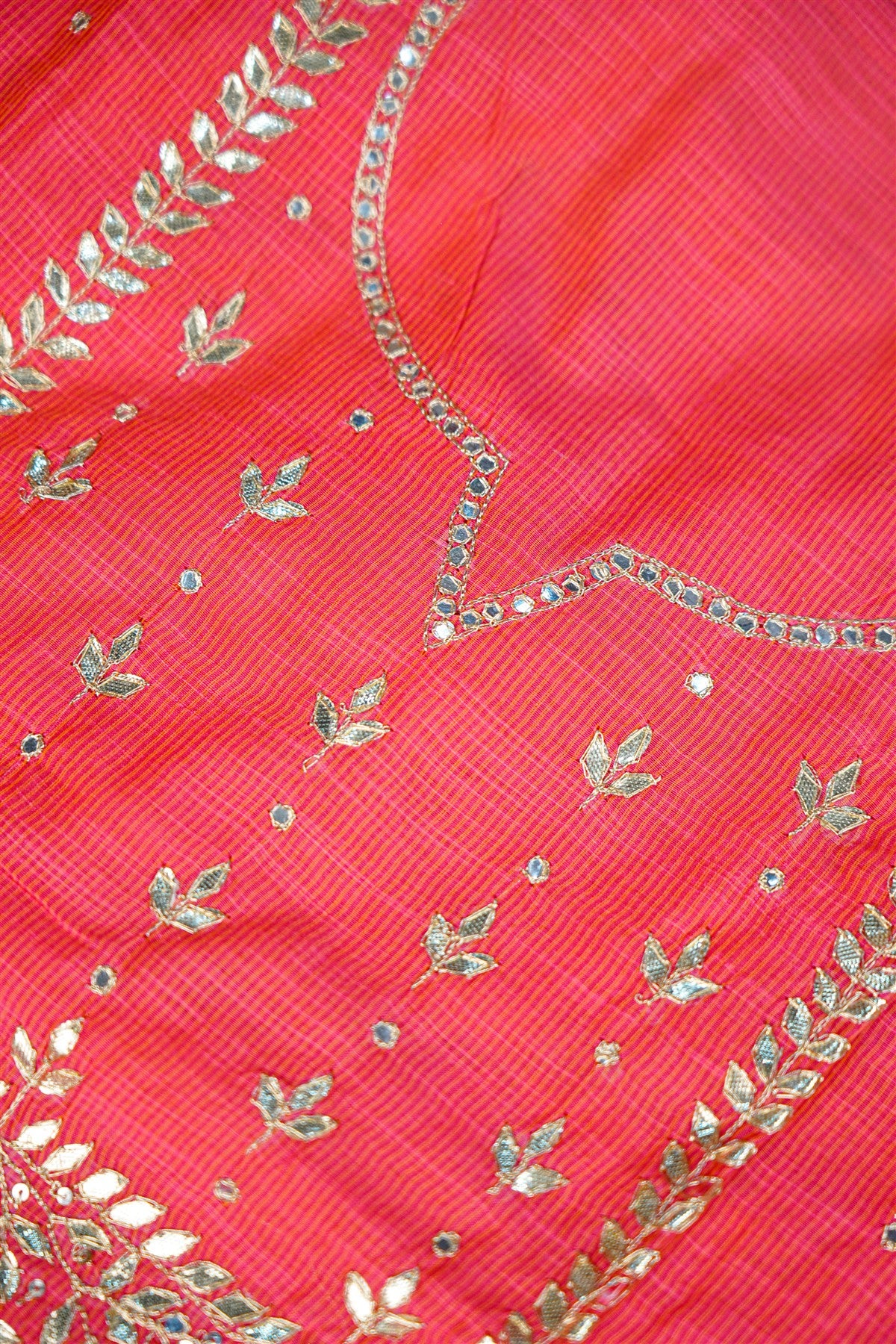 Chanderi Coral Embroidered Dress Material