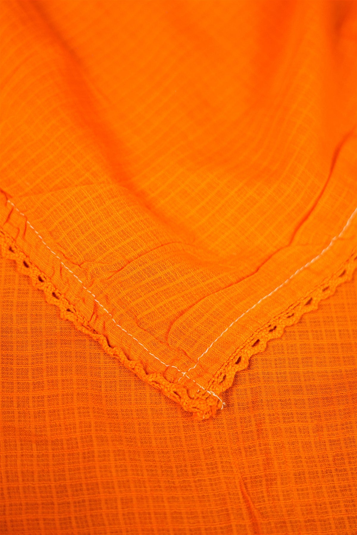 Raw Silk Orange Embroidered Dress Material