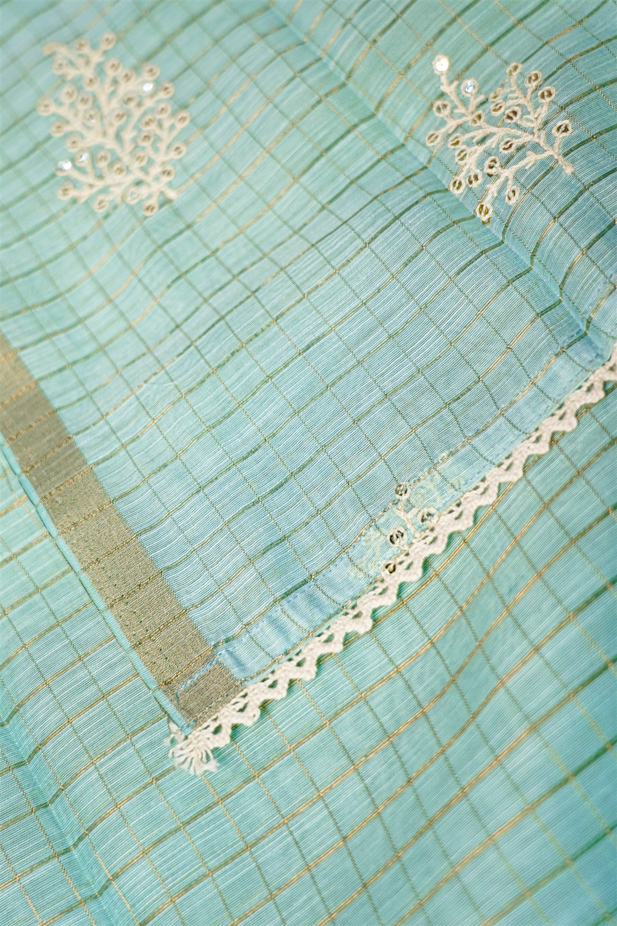 Chanderi Solid Light Sky Blue Dress Materials