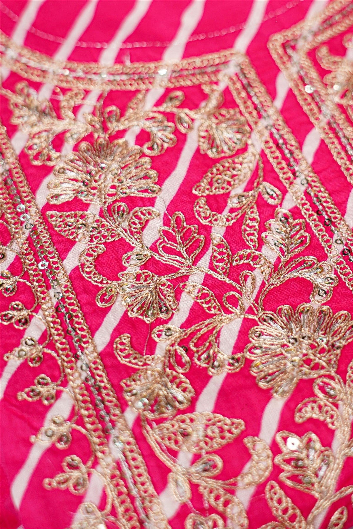 Cotton Dark Pink Leheriya Print Dress Material