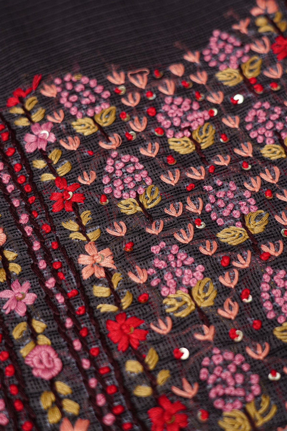 Kota Black Embroidered Dress Material