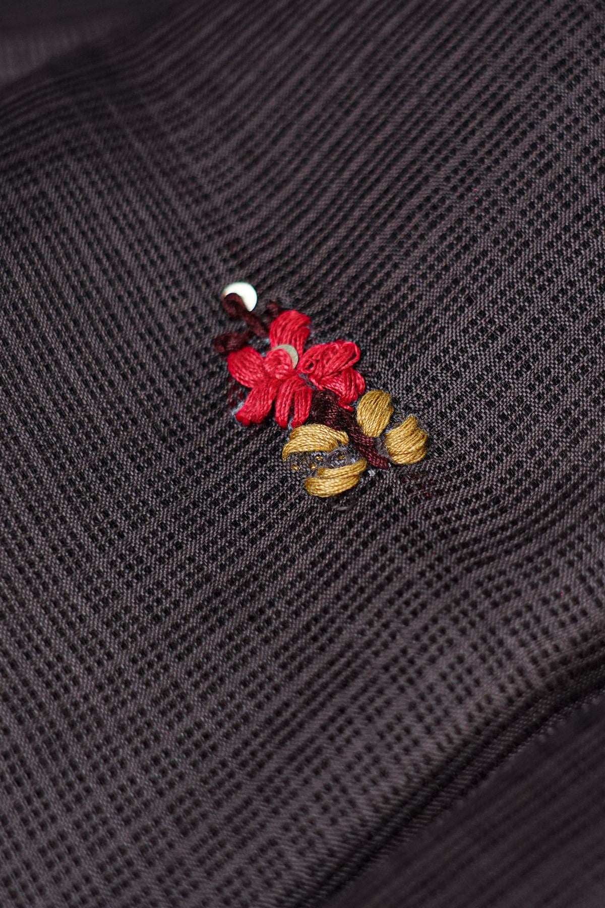 Kota Black Embroidered Dress Material