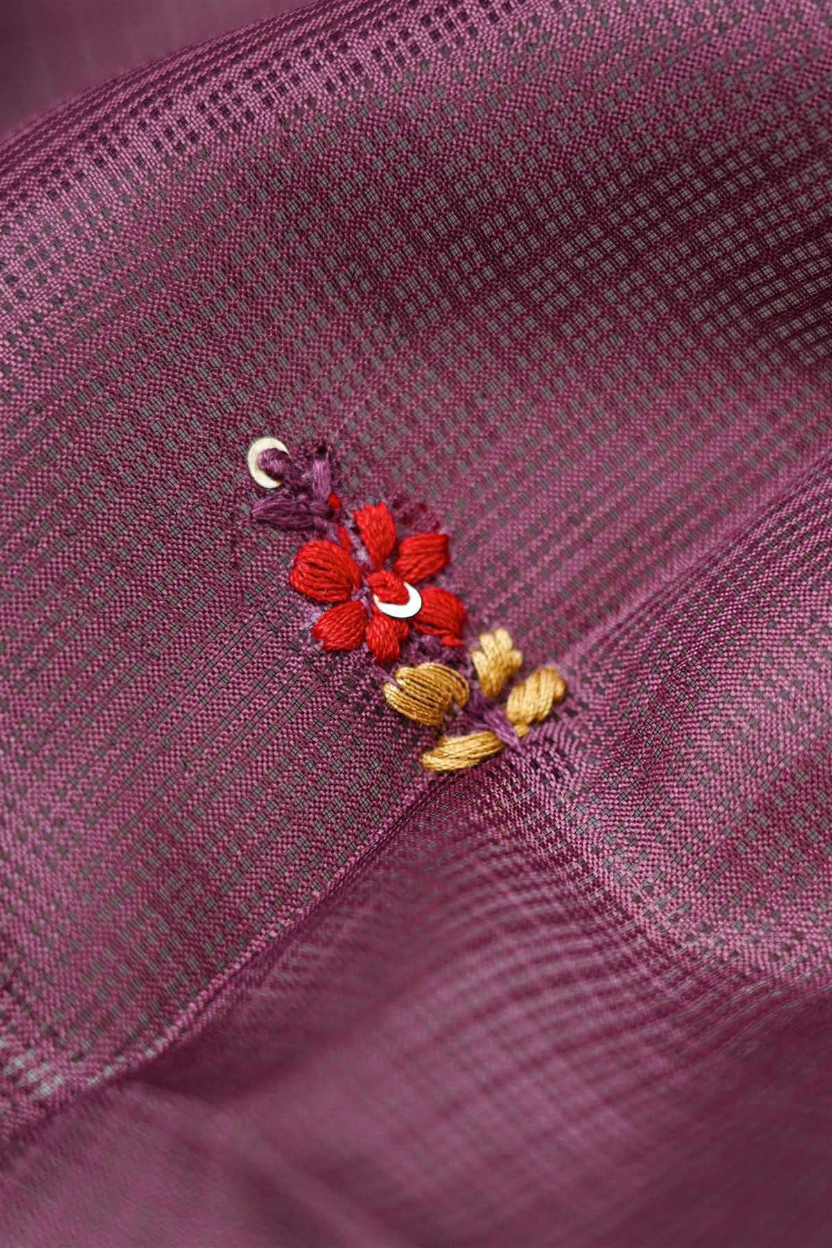 Kota Purple Embroidered Dress Material