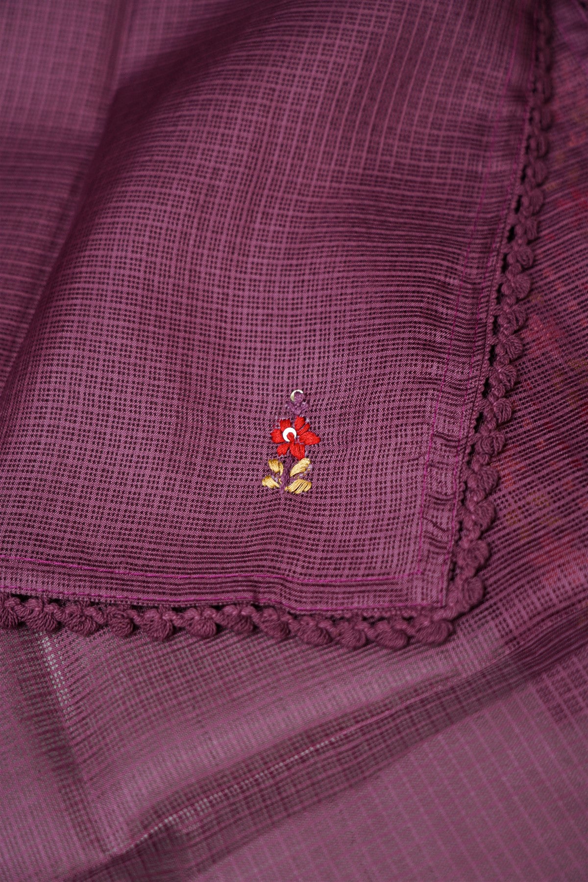Kota Purple Embroidered Dress Material