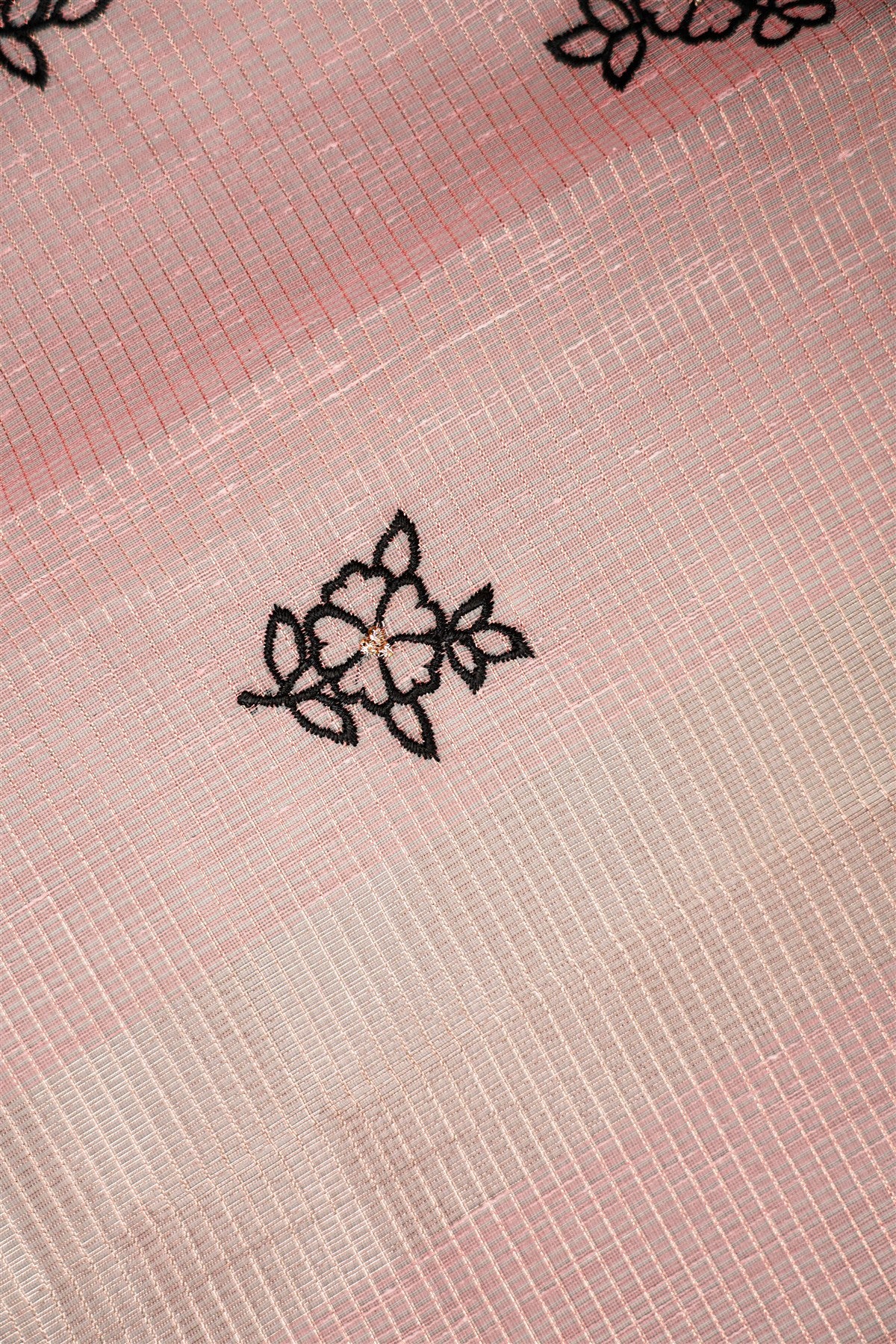 Kota Light Peach Floral Embroidered Dress Material