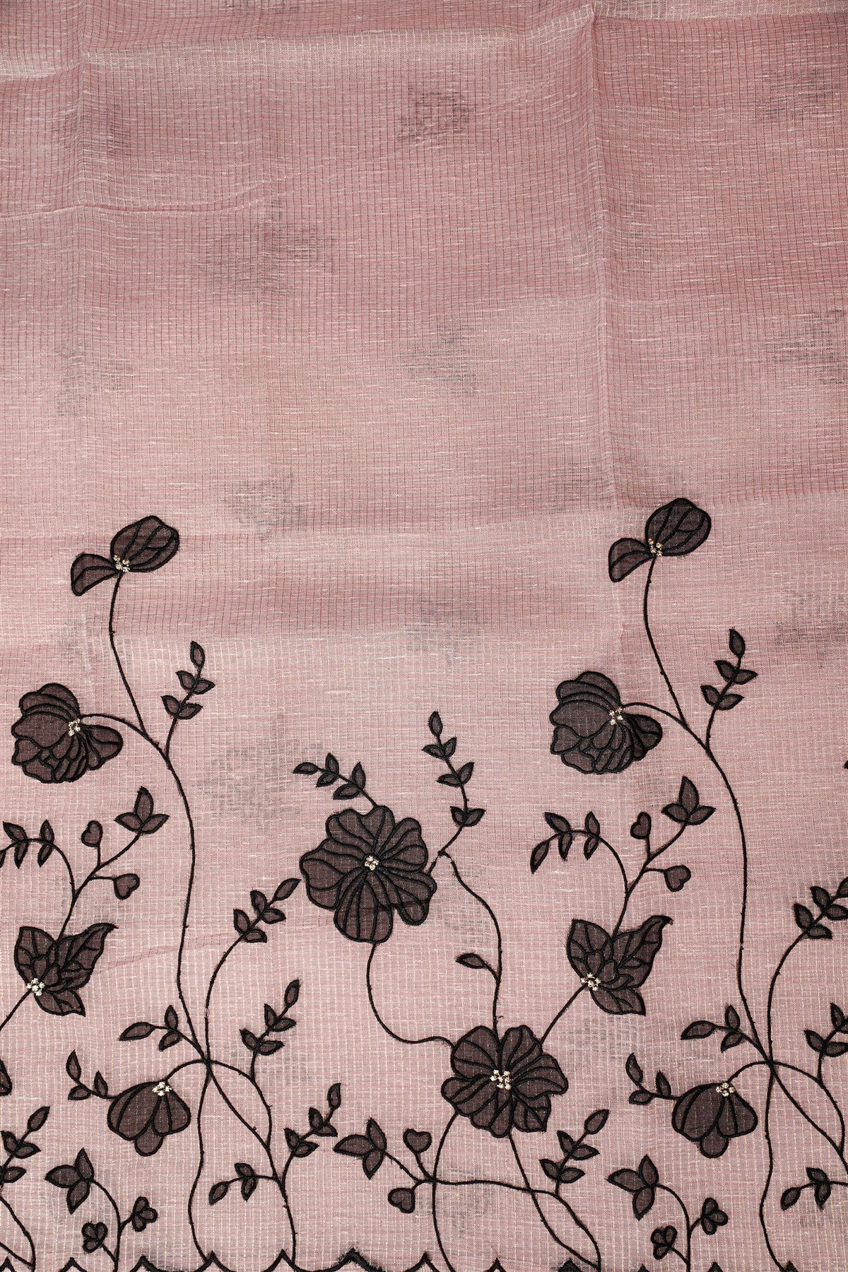 Kota Light Peach Floral Embroidered Dress Material