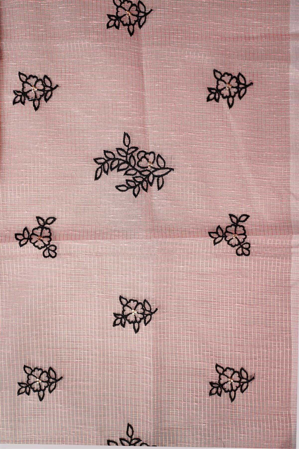 Kota Light Peach Floral Embroidered Dress Material