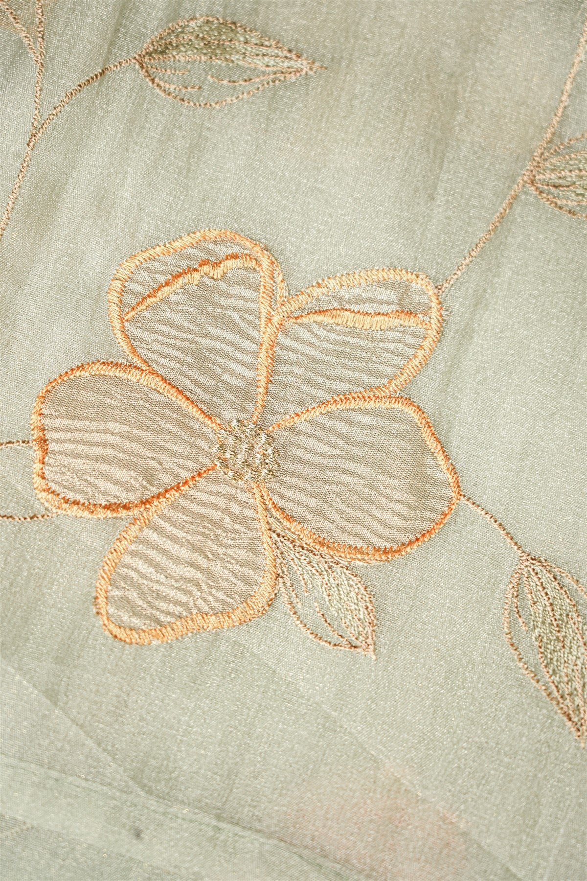 Organza Sage Green Floral Embroidered Dress Material