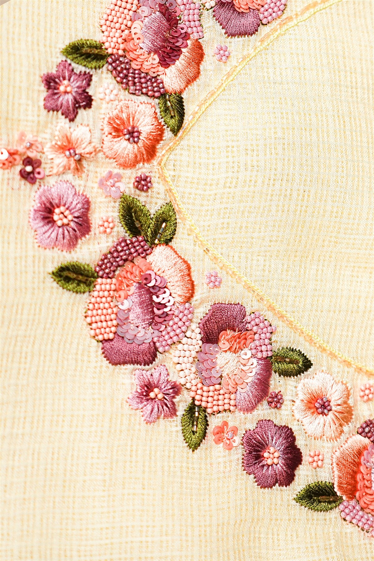 Kota Cream Embroidered Dress Material