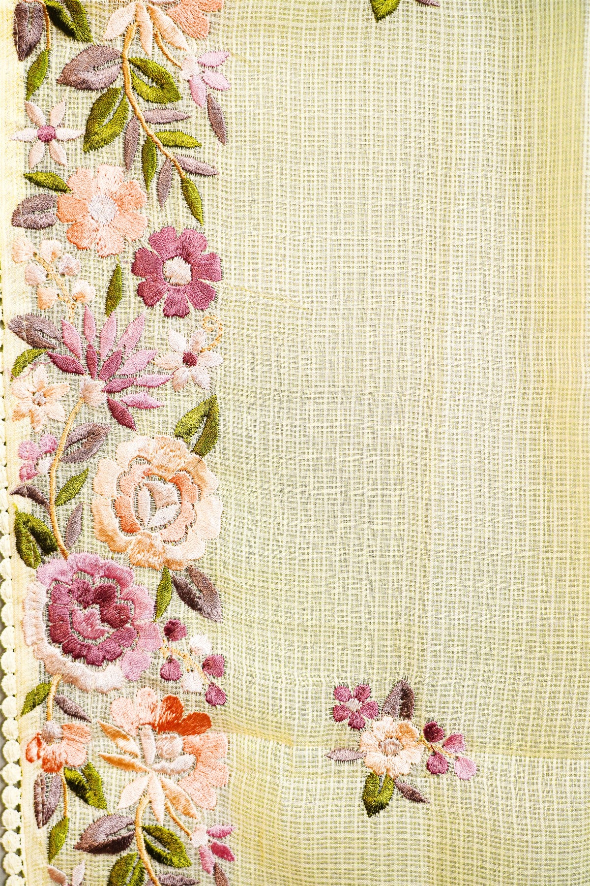 Kota Cream Embroidered Dress Material