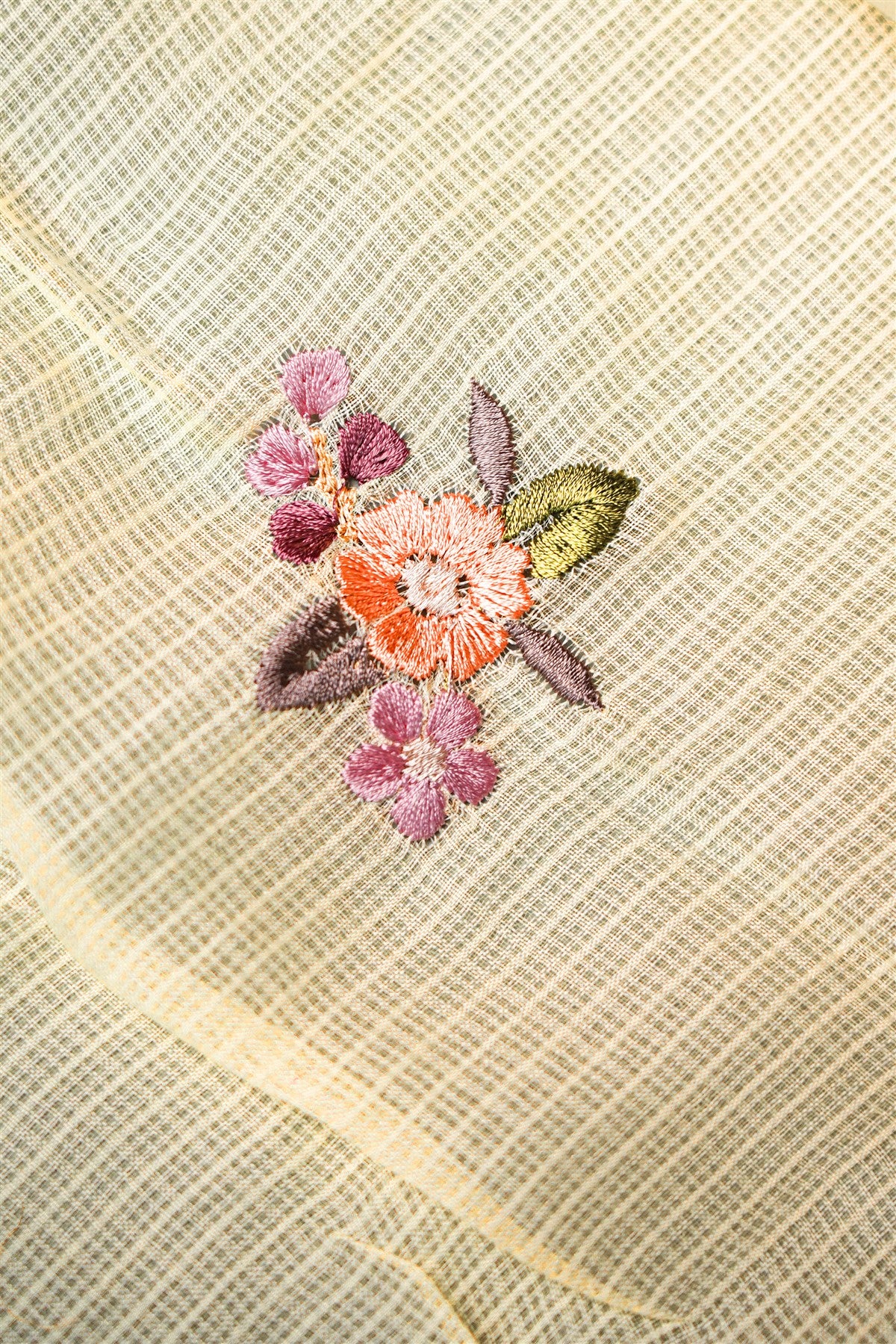 Kota Cream Embroidered Dress Material