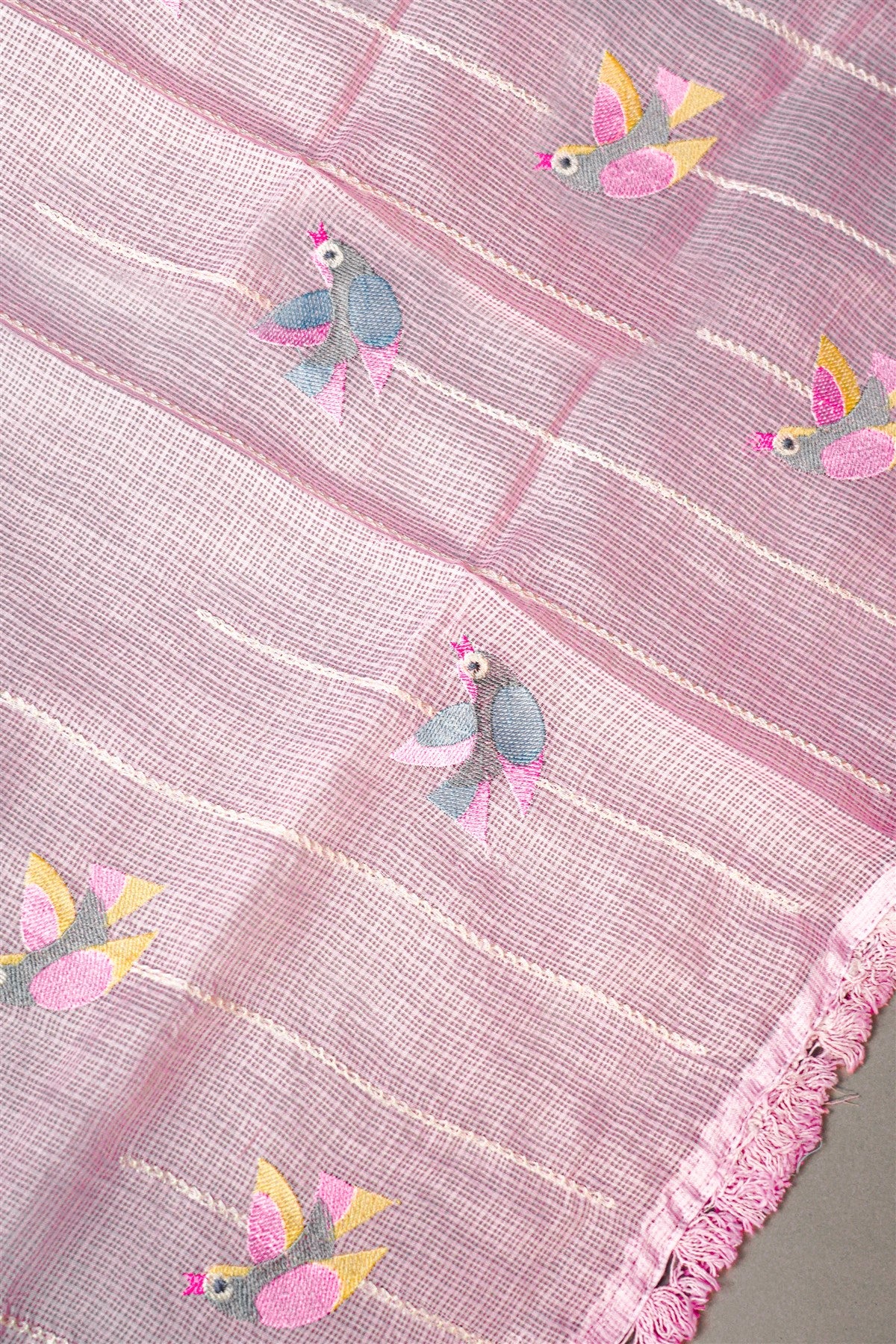 Kota Pink Embroidered Dress Material