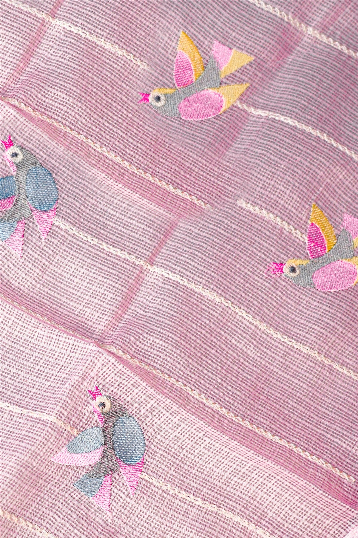 Kota Pink Embroidered Dress Material