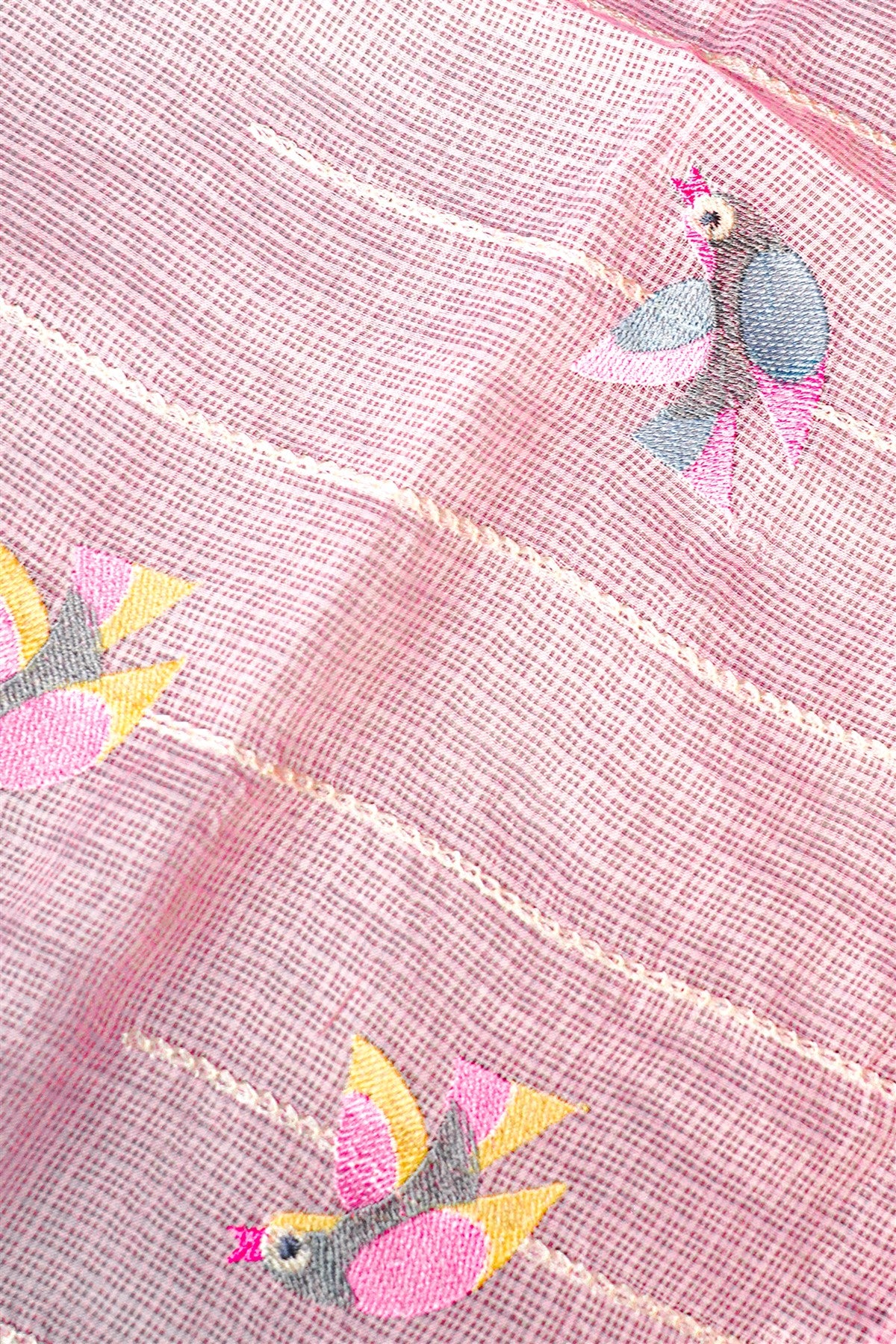 Kota Pink Embroidered Dress Material