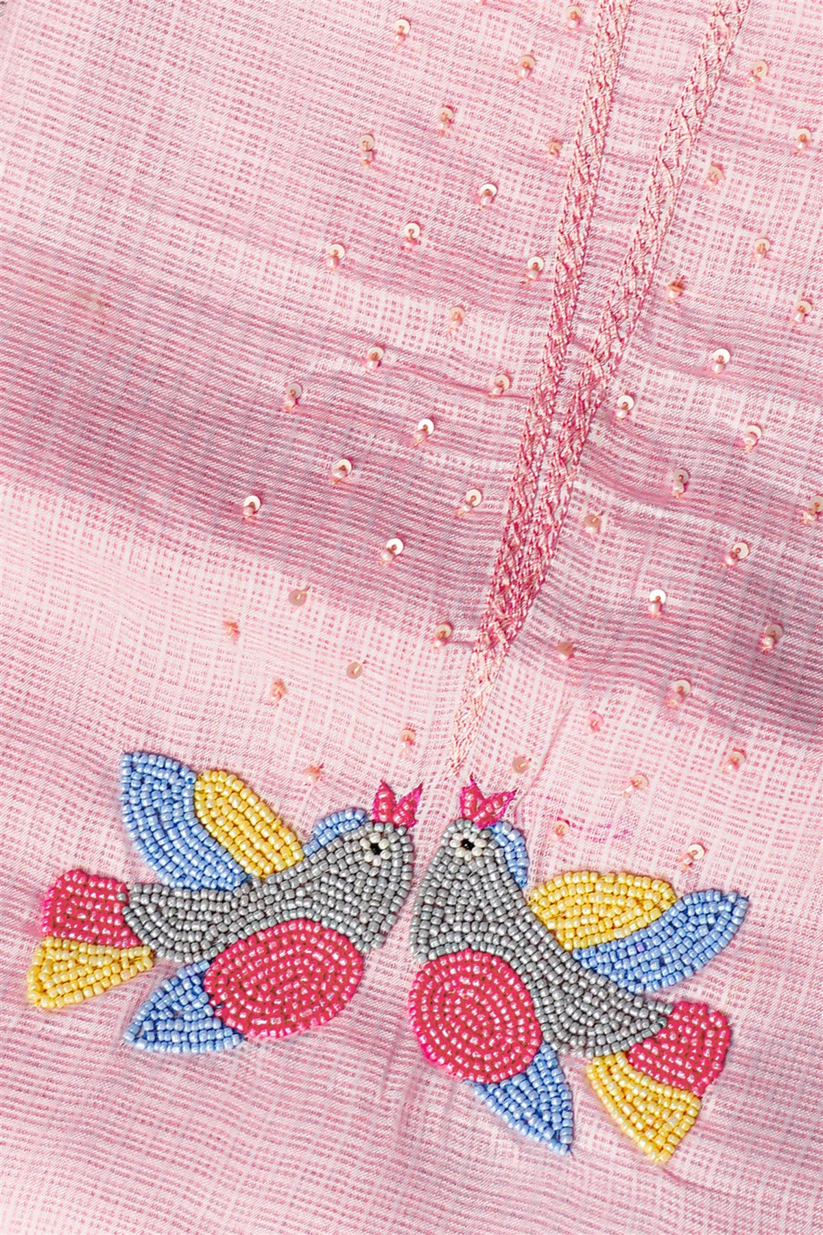 Kota Pink Embroidered Dress Material
