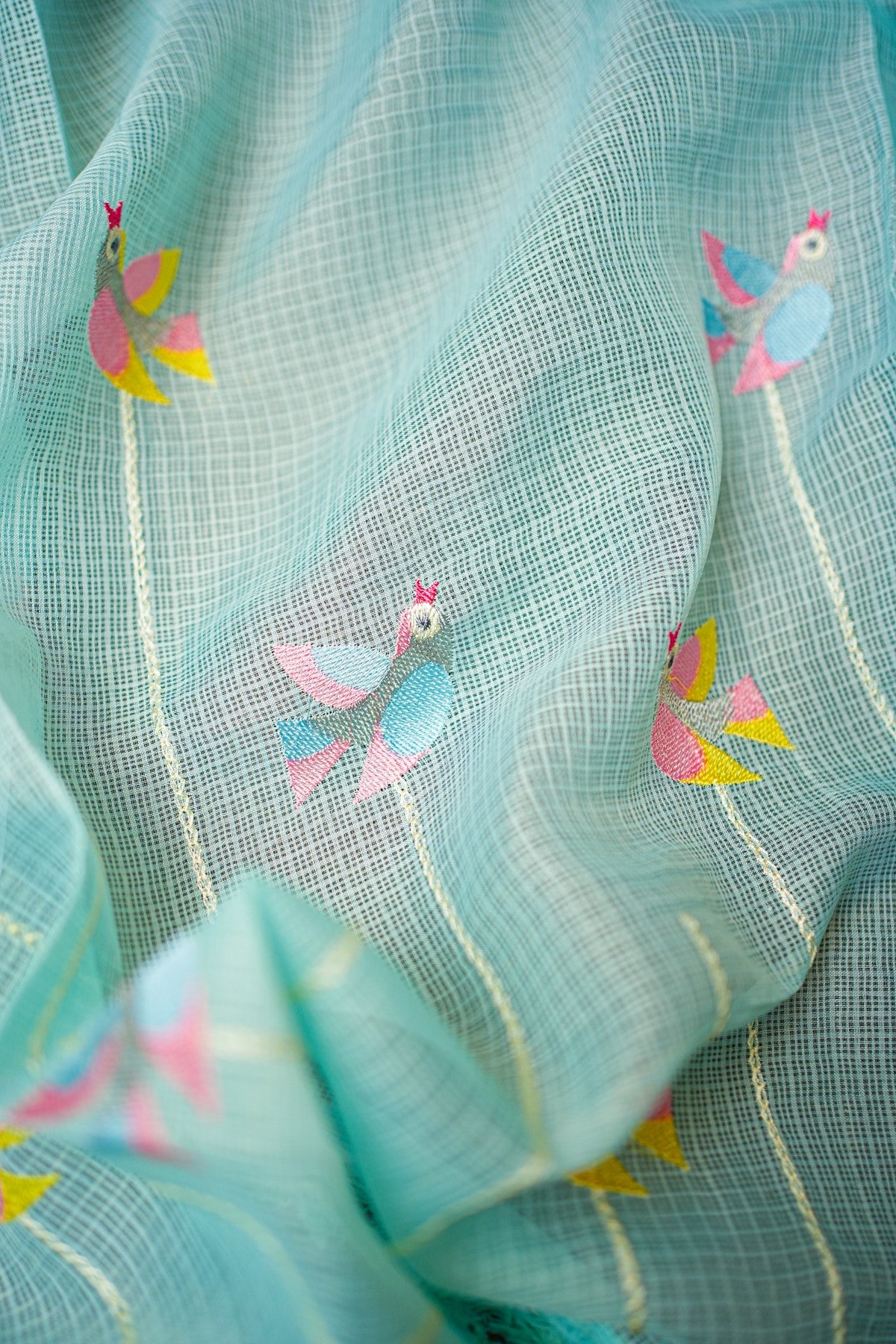 Kota Sea Green Embroidered Dress Material