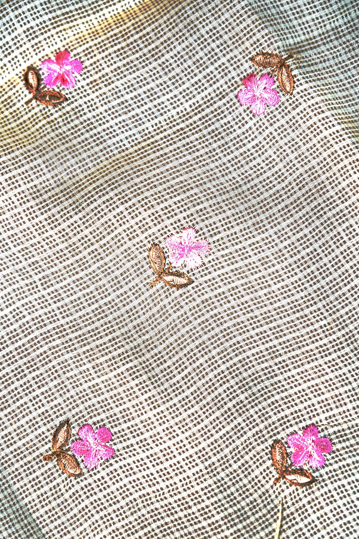 Kota Cream Floral Embroidered Dress Material