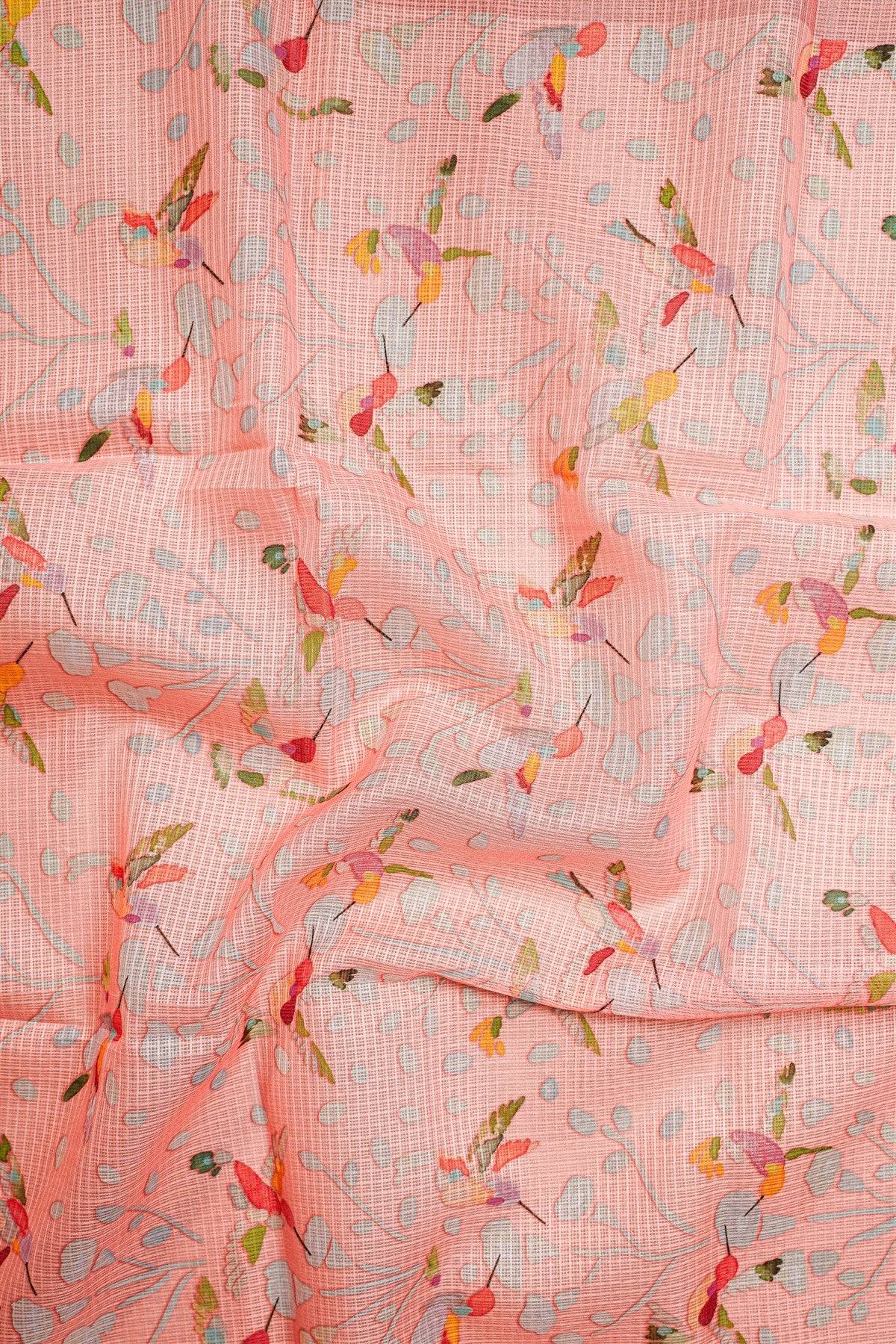 Kota Peach Embroidered Dress Material