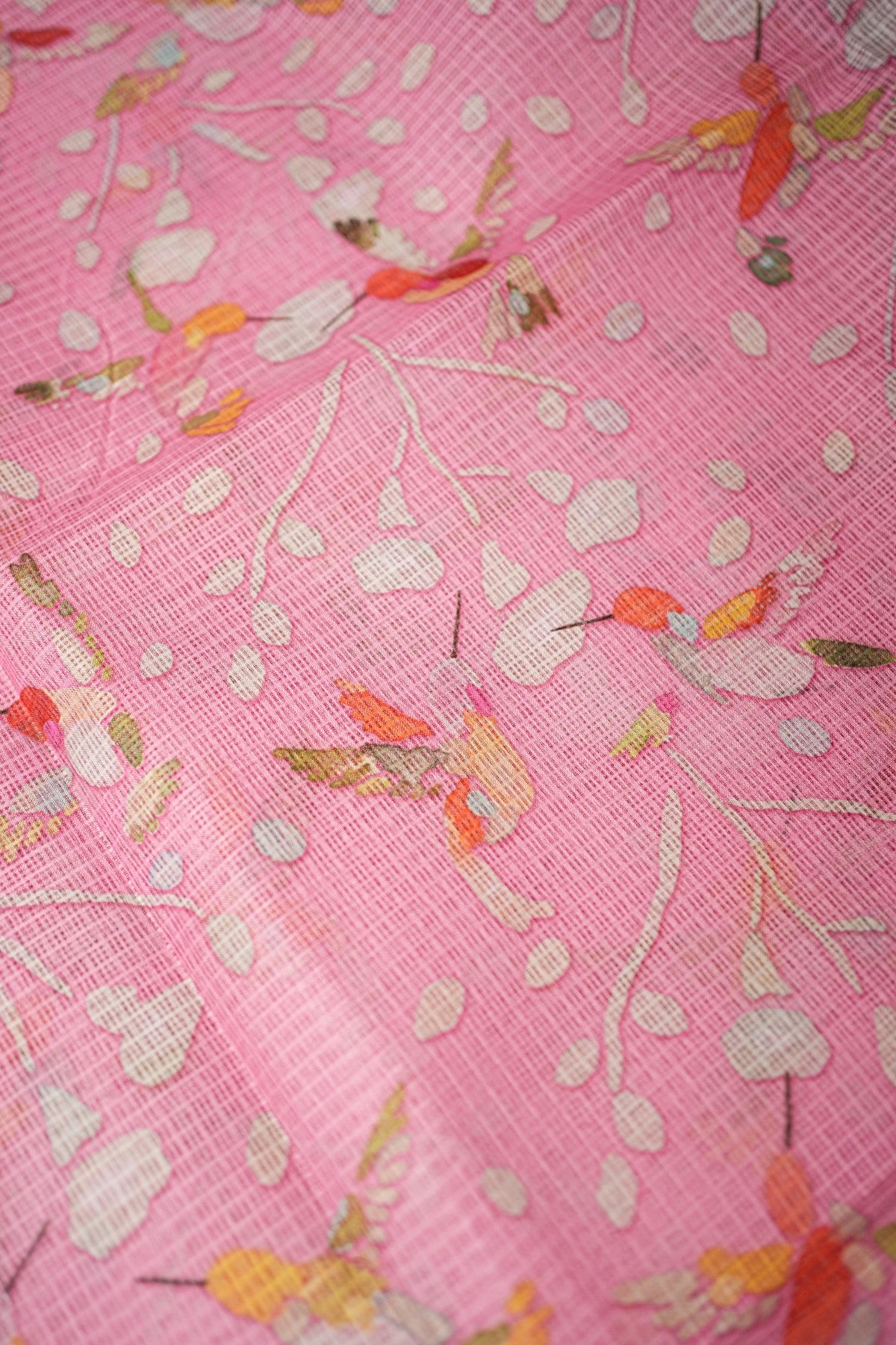 Kota Pink Embroidered Dress Material
