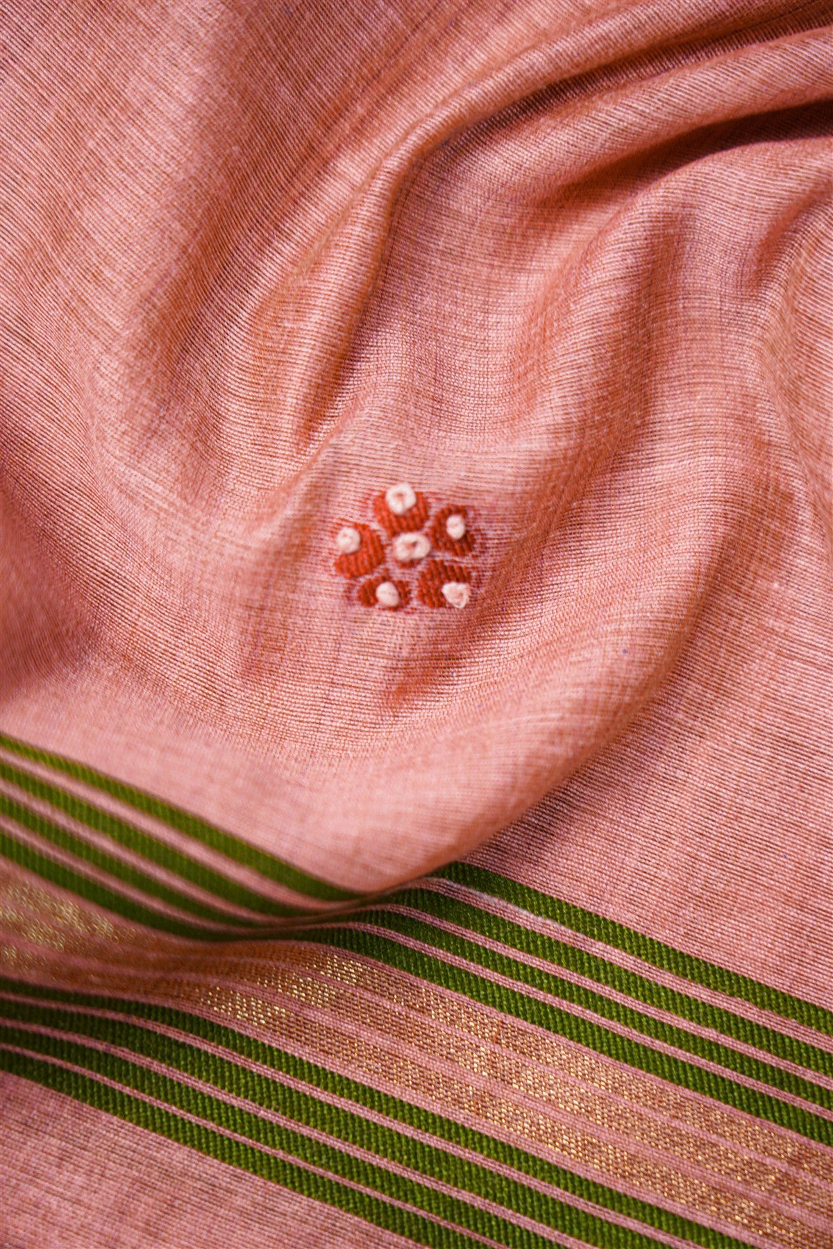 Chanderi Pink Floral Embroidered Dress Material