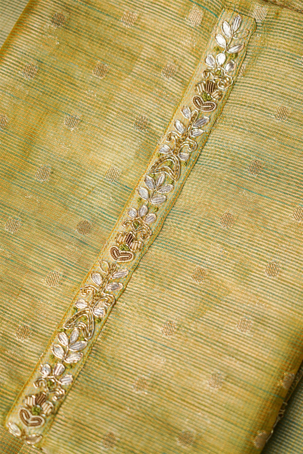 Kota Mustard Yellow Gota Patti Embroidered Dress Material