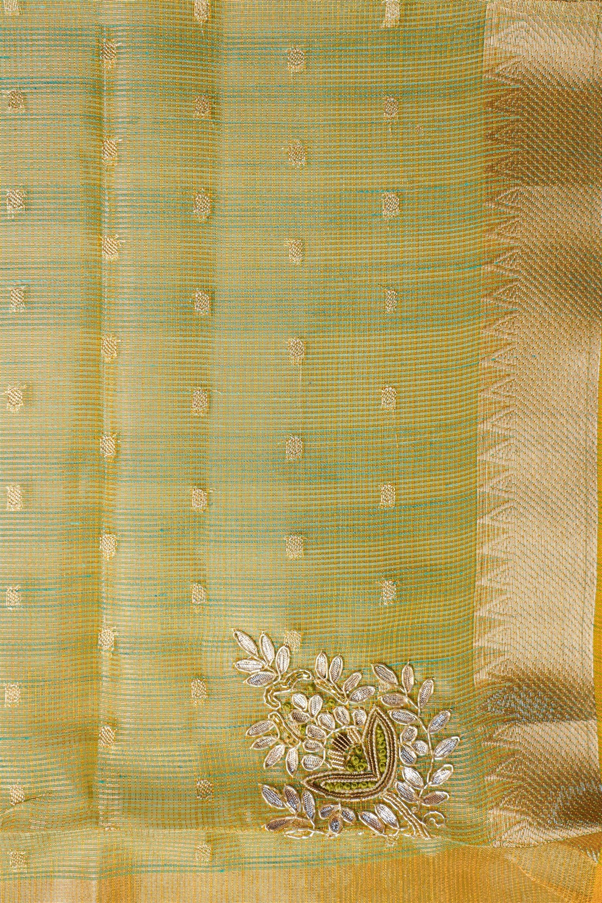 Kota Mustard Yellow Gota Patti Embroidered Dress Material