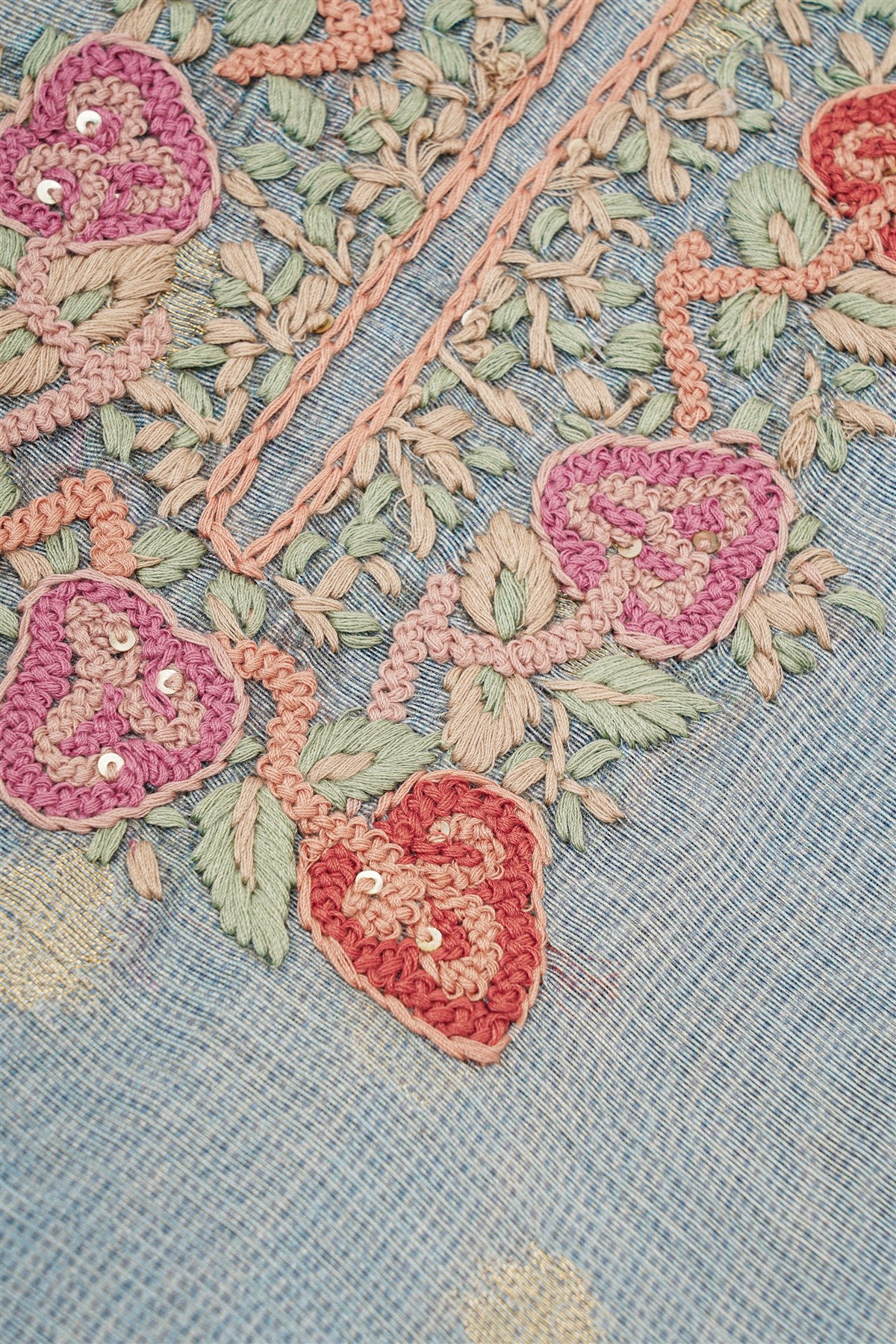 Kota Light Blue Floral Embroidered Dress Material