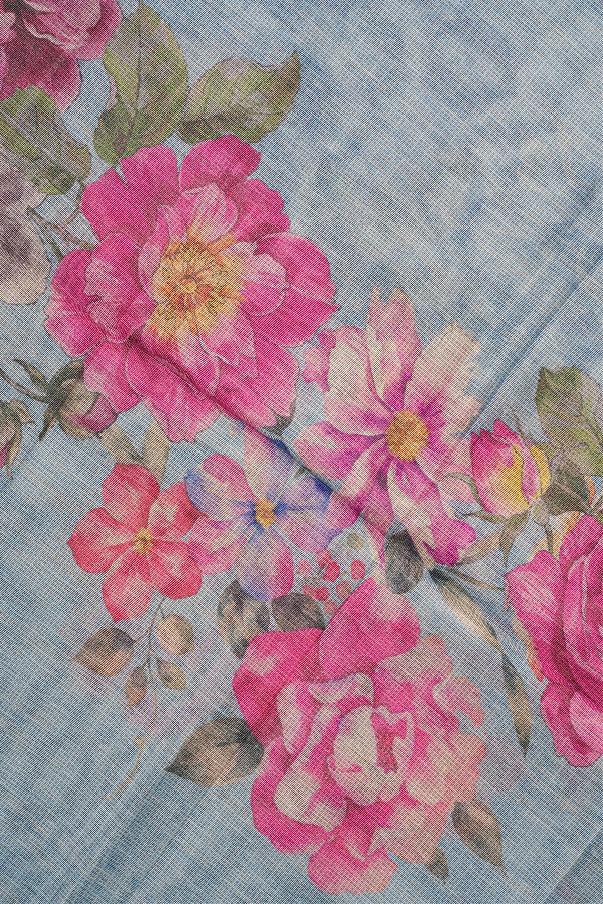 Kota Light Blue Floral Embroidered Dress Material