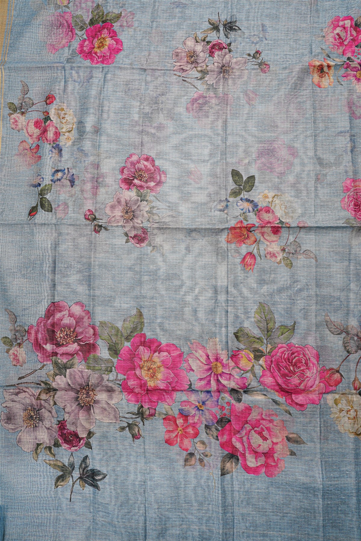 Kota Light Blue Floral Embroidered Dress Material