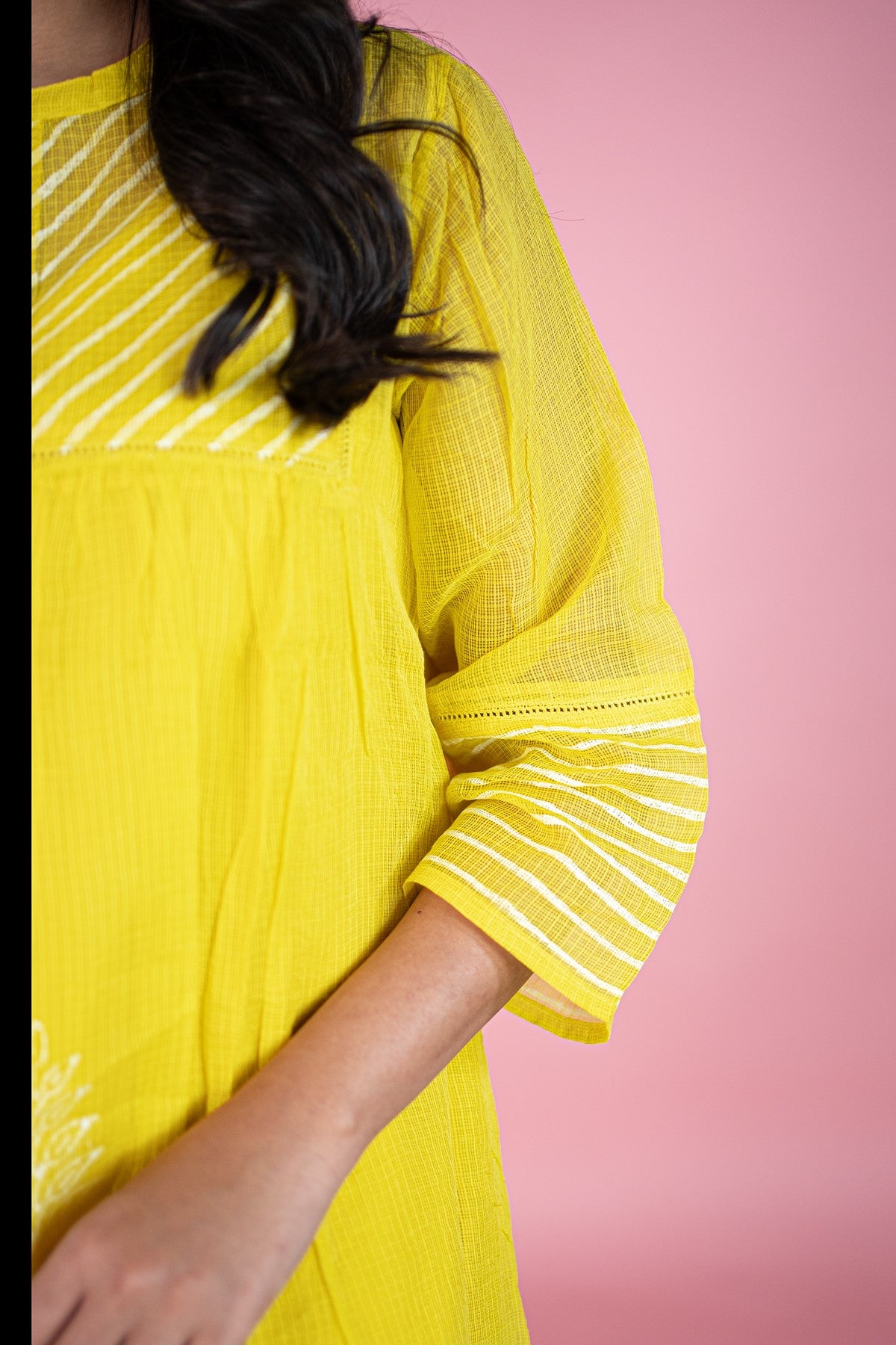 Solid Cotton Yellow Kurta