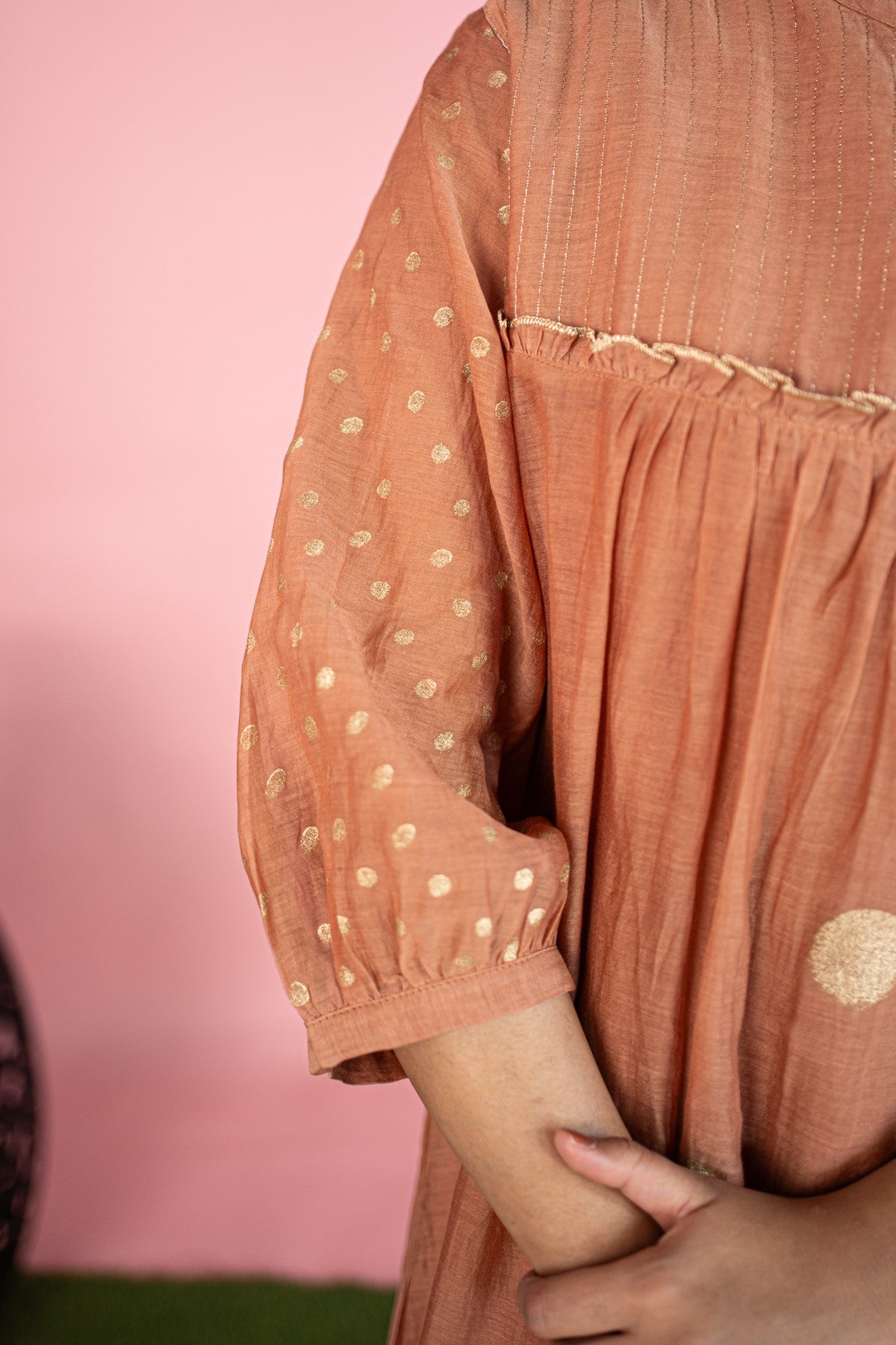 Cotton Printed Peach Kurti Set