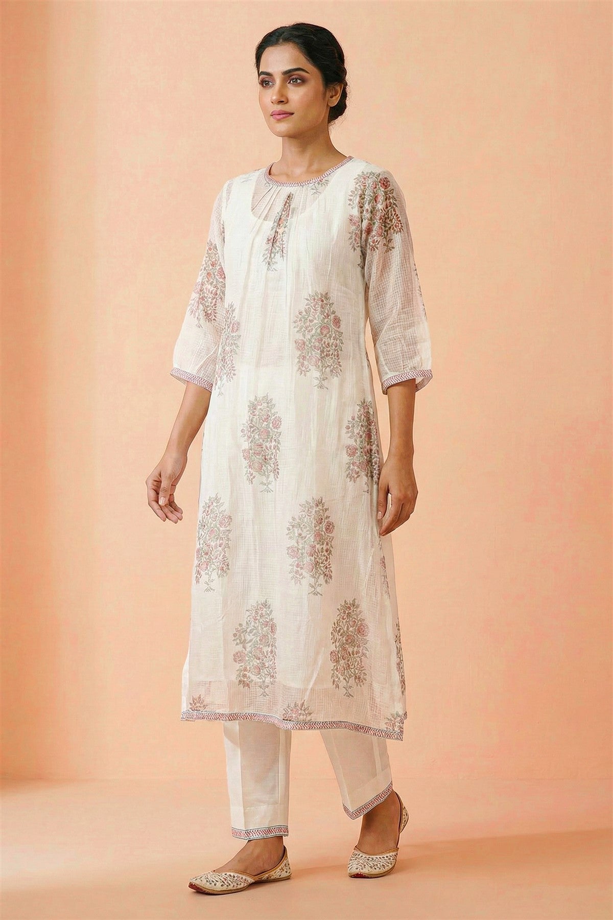 Kota Printed White Kurti Set