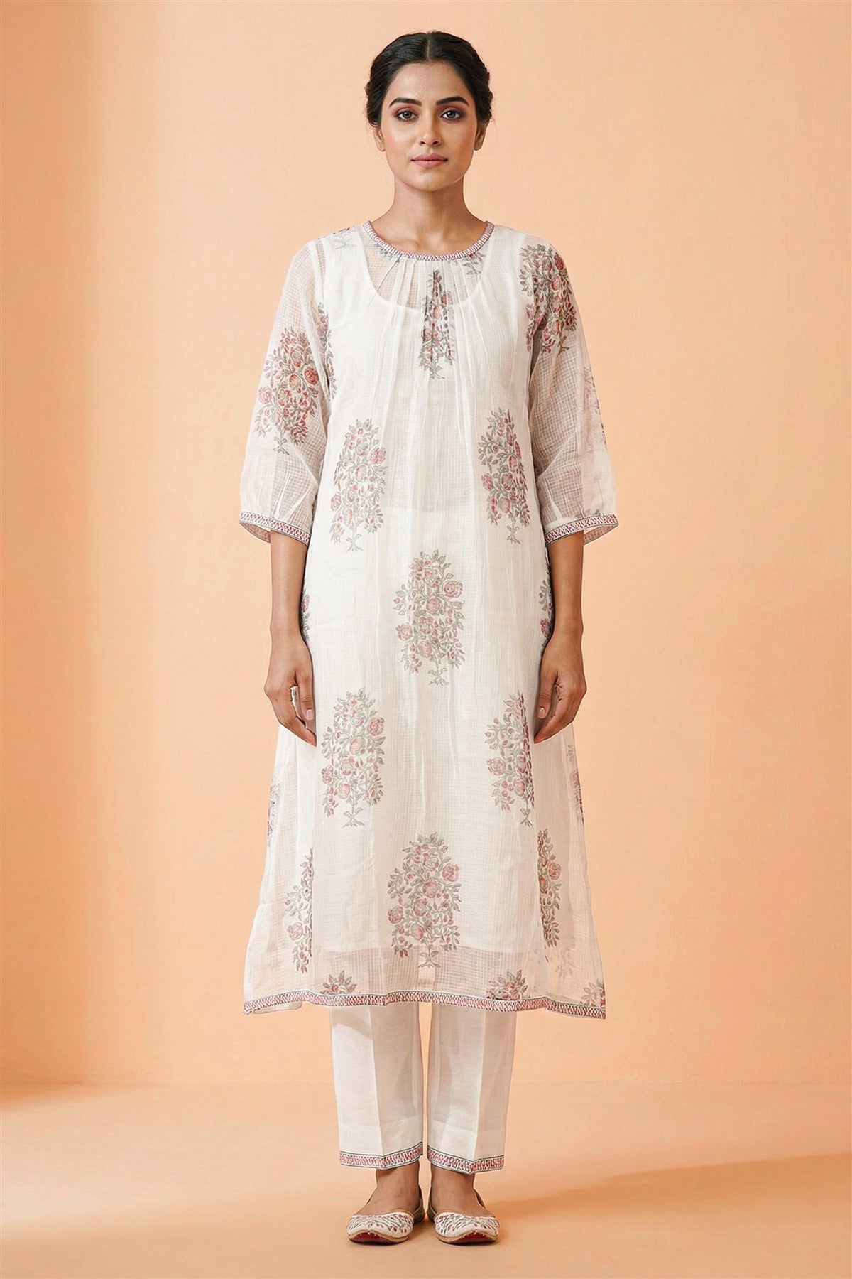 Kota Printed White Kurti Set