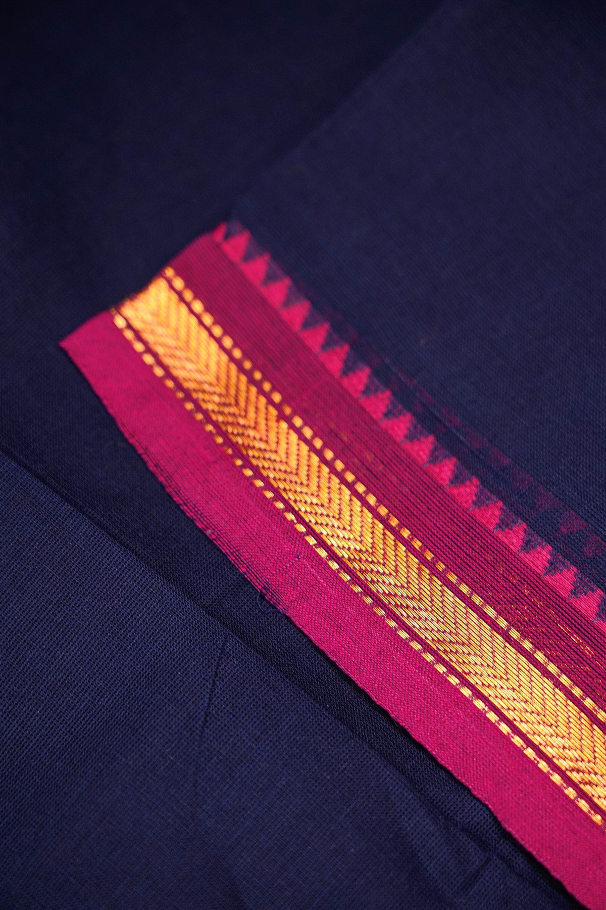 Cotton Navy Blue And Pink Butti Woven Dress Material