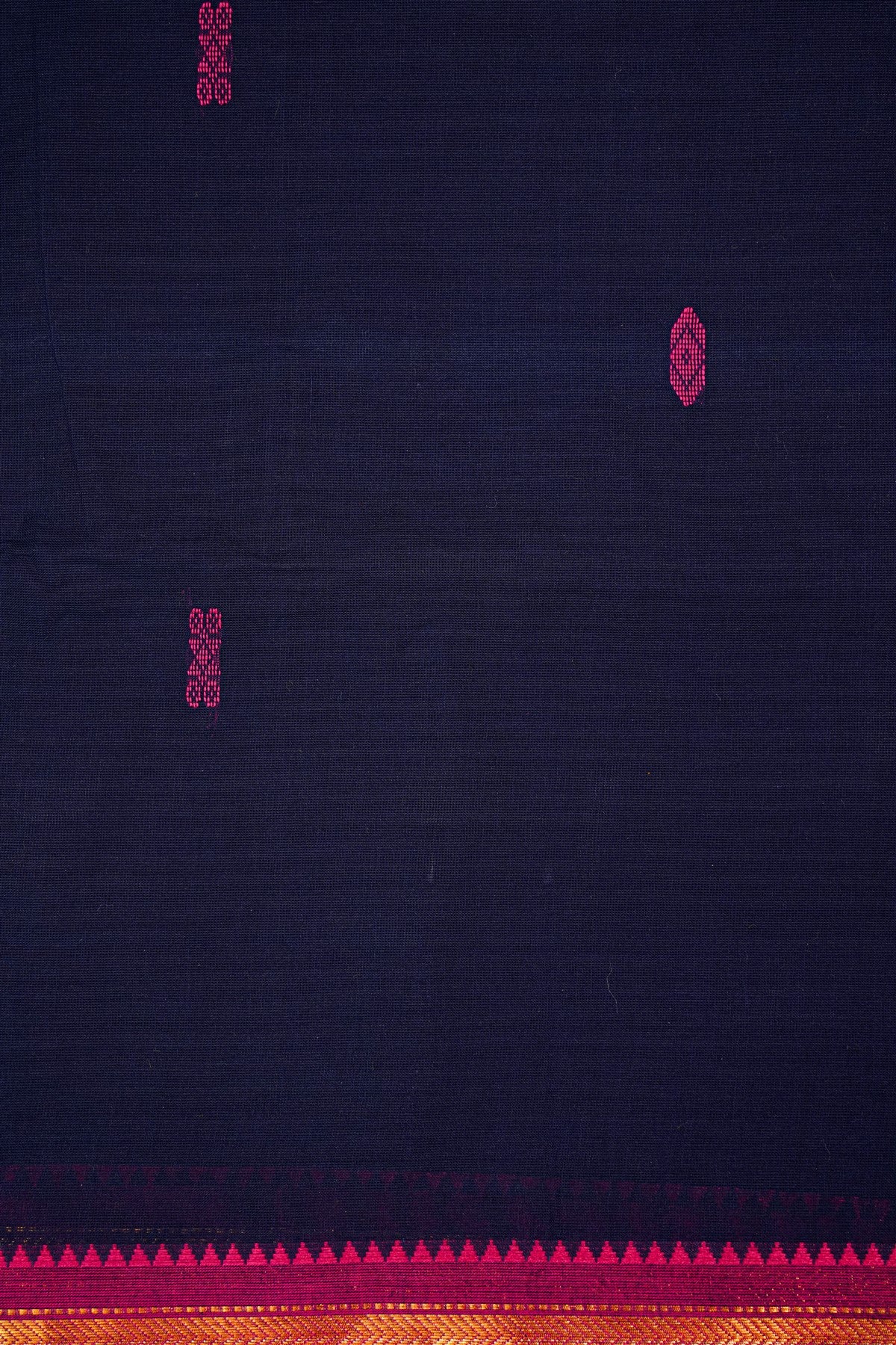 Cotton Navy Blue And Pink Butti Woven Dress Material